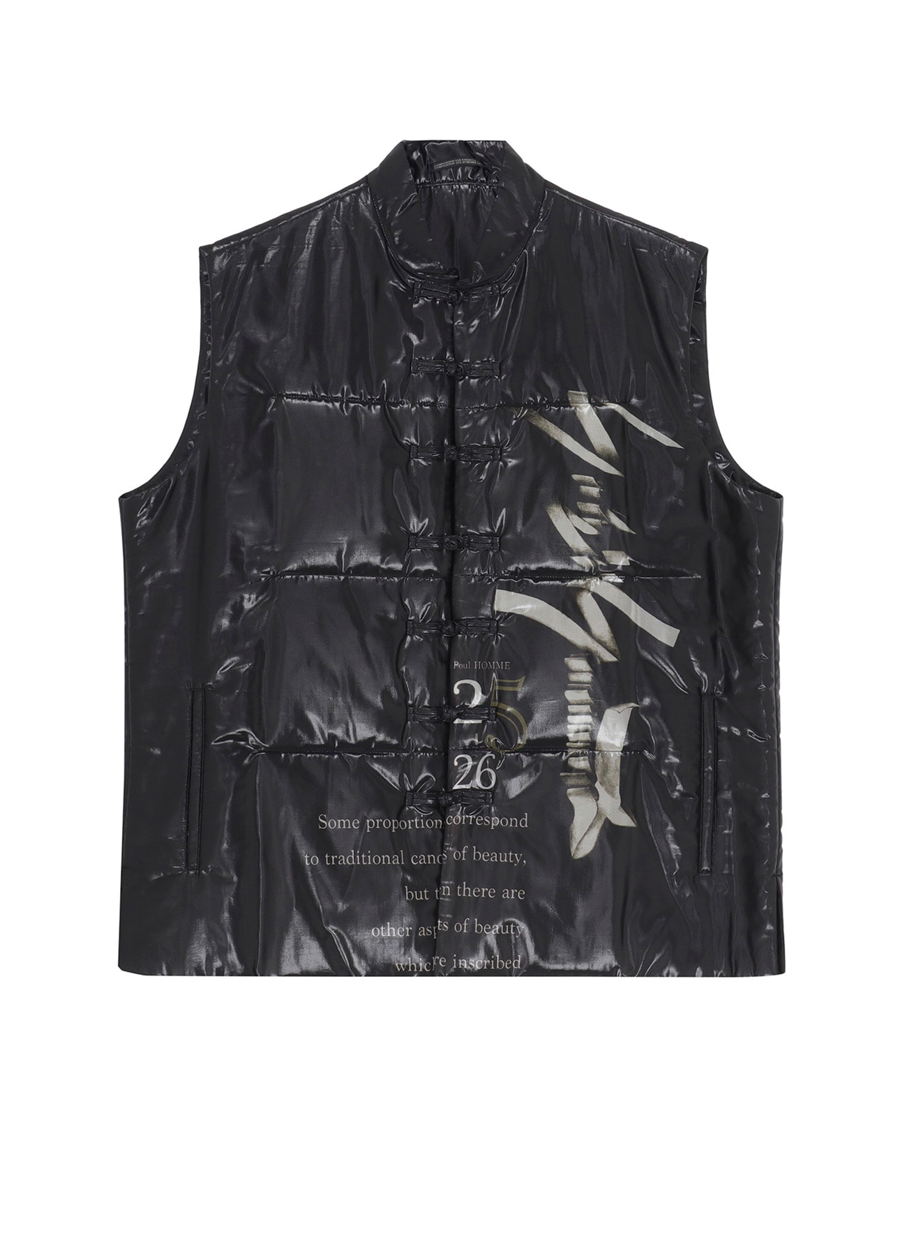 PAPER LOGO PRINTED CHINESE COLLAR VEST