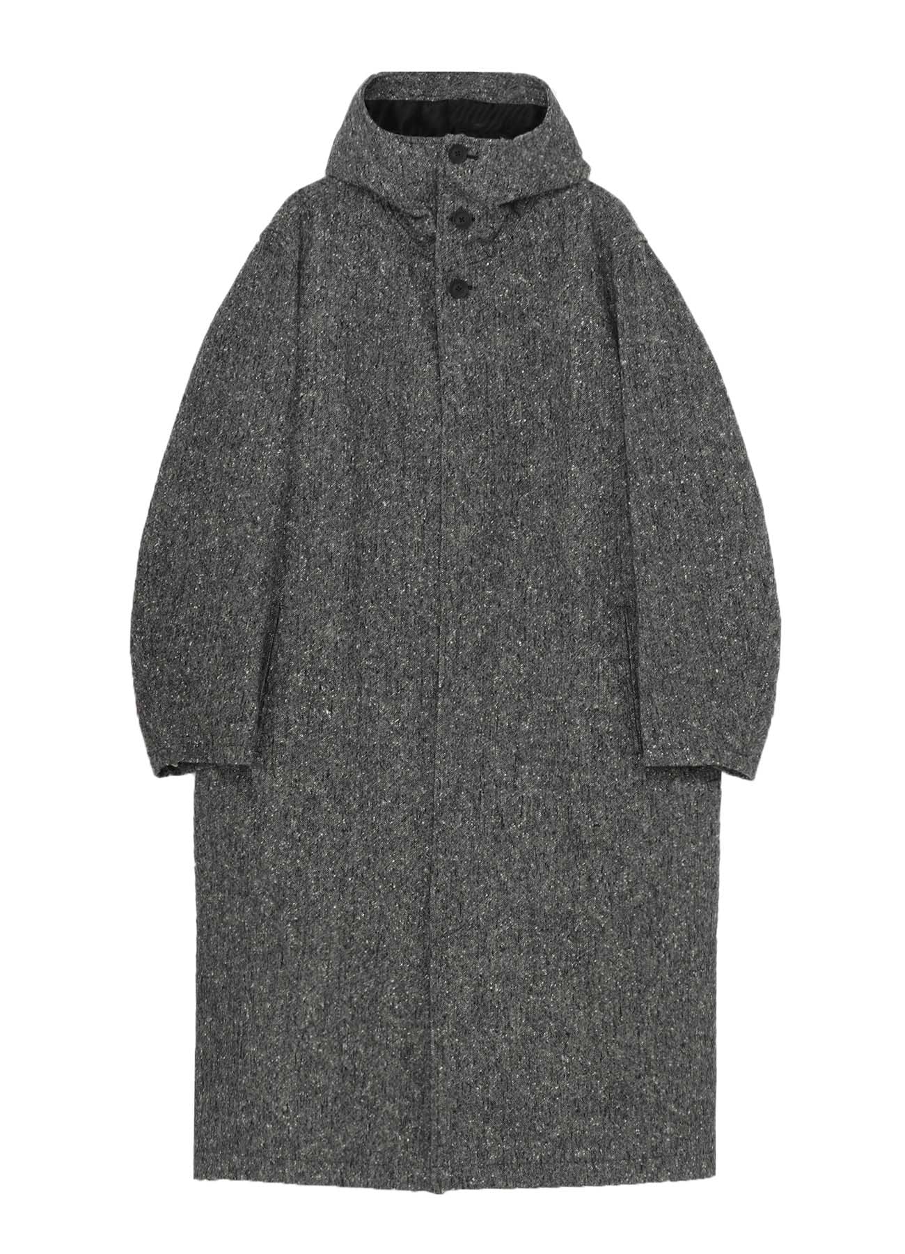NEP TWEED FLY FRONT HOODED COAT