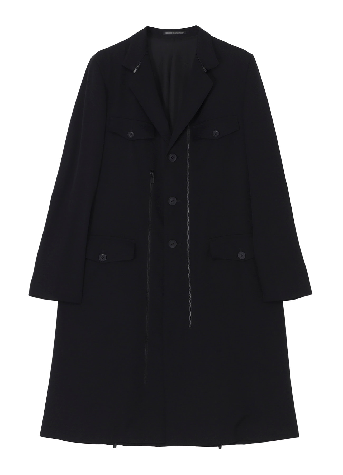 WOOL GABARDINE 3BUTTONS ZIP LONG COAT