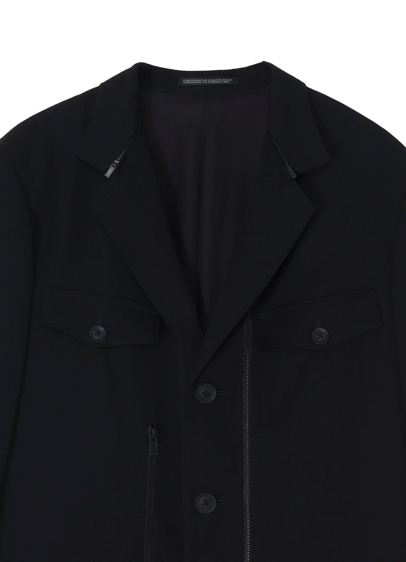 WOOL GABARDINE 3BUTTONS ZIP LONG COAT