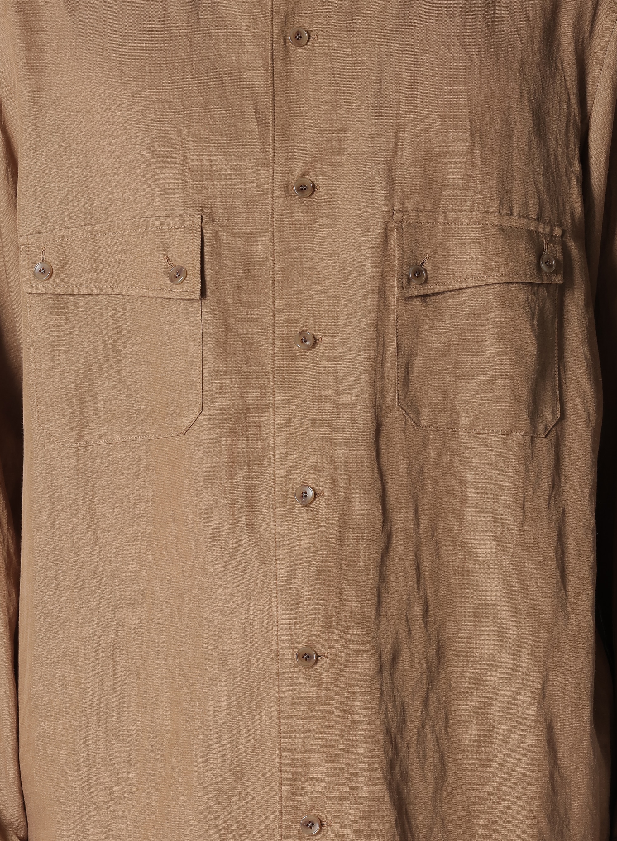 Cu/C/FLAX STAND COLLAR SHIRT