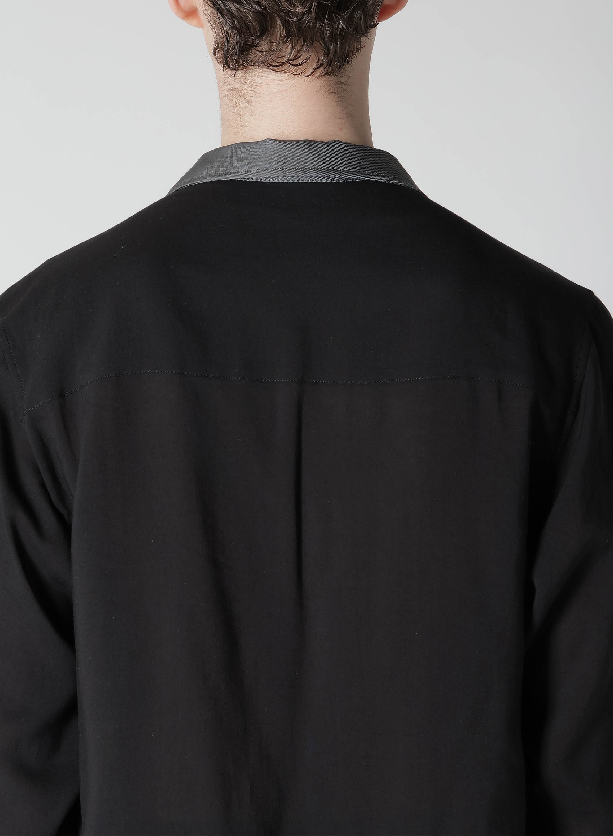 CELLULOSE LOAN OPEN COLLAR B W/ DIFFERNT FABRIC