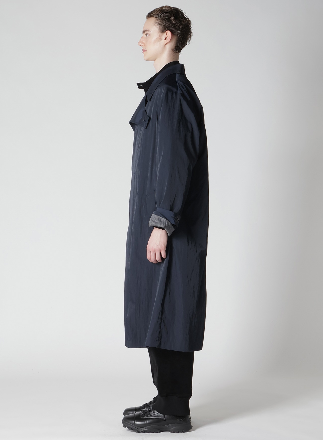 NYLON TWILL NAVY ASYMMETRY COAT