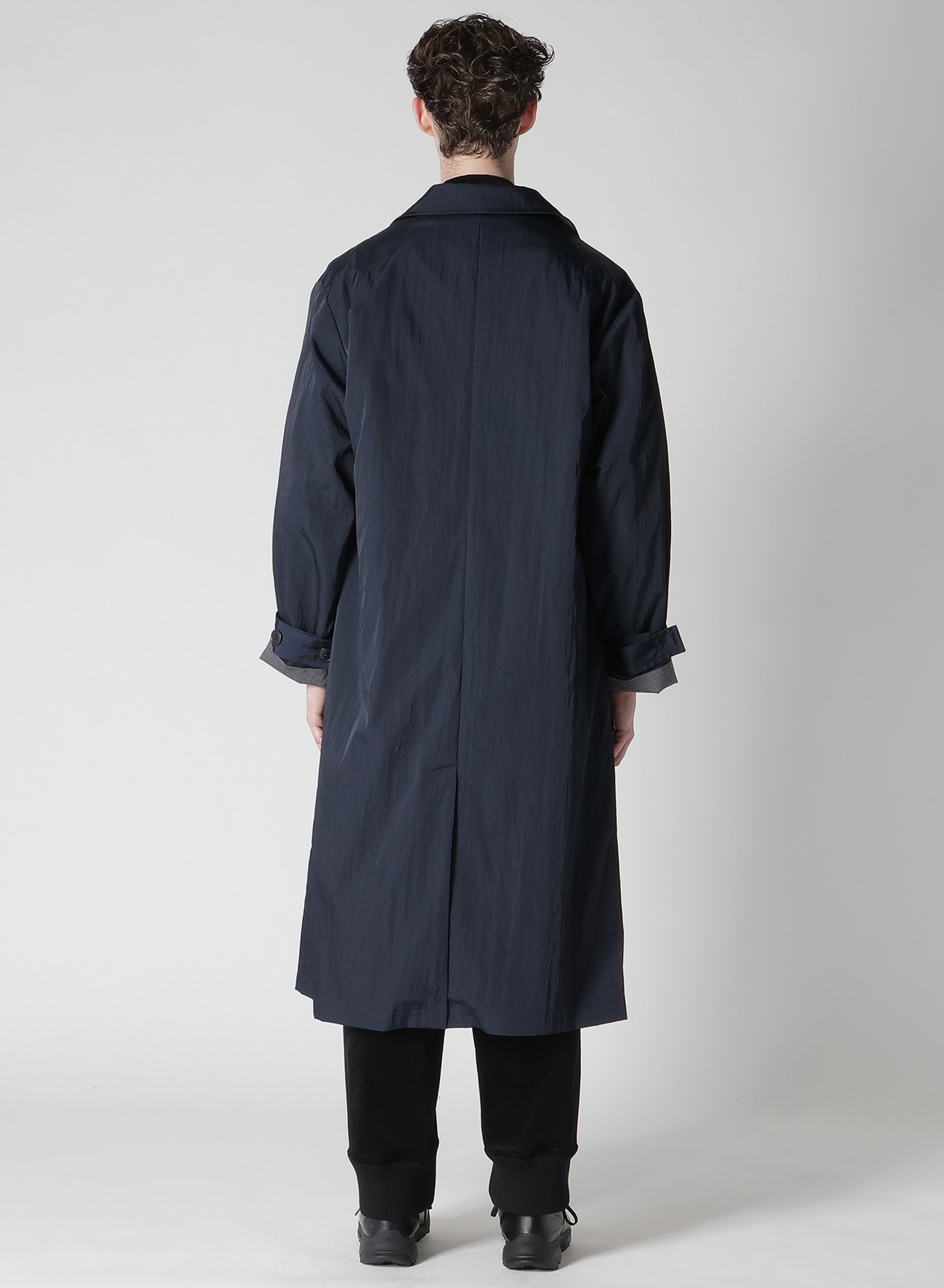 NYLON TWILL NAVY ASYMMETRY COAT