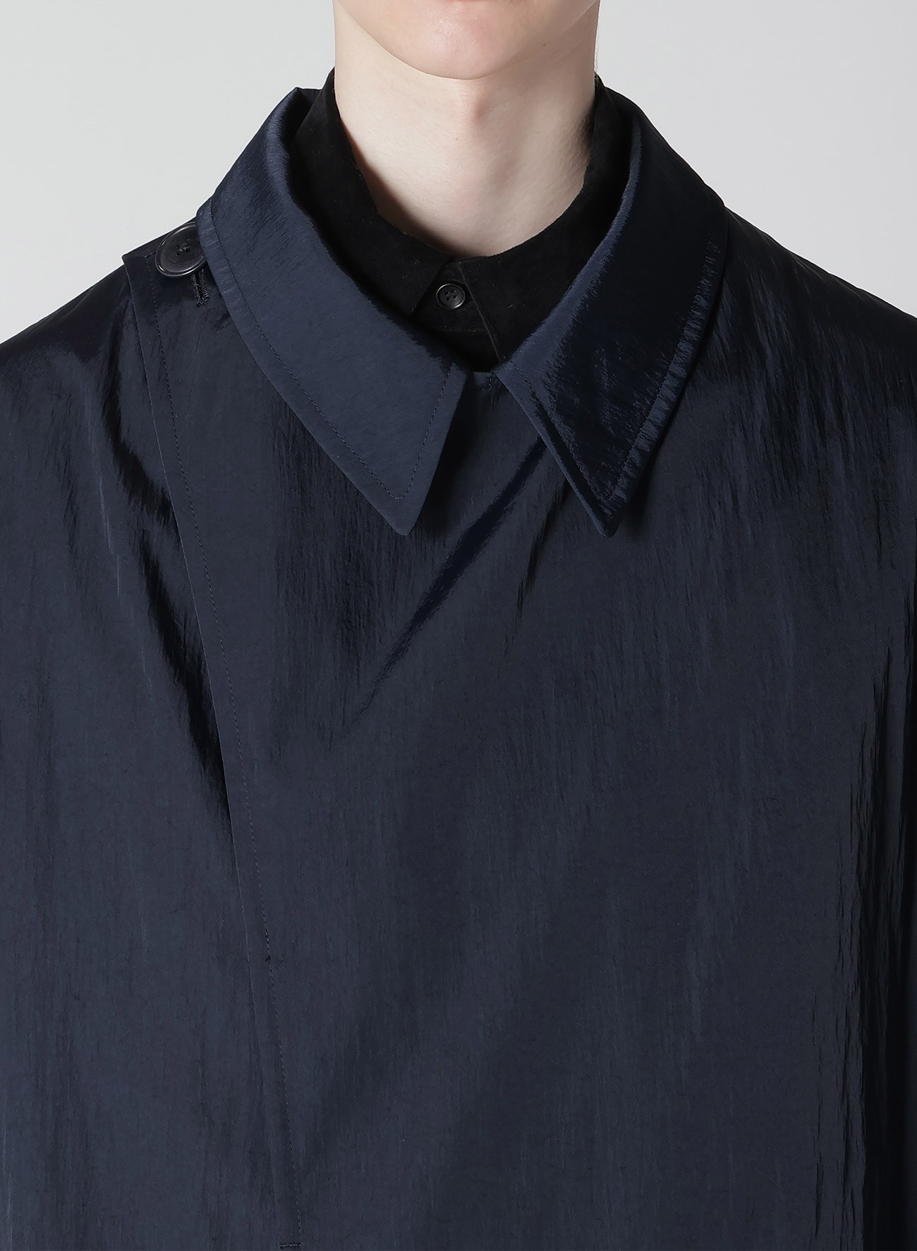 NYLON TWILL NAVY ASYMMETRY COAT