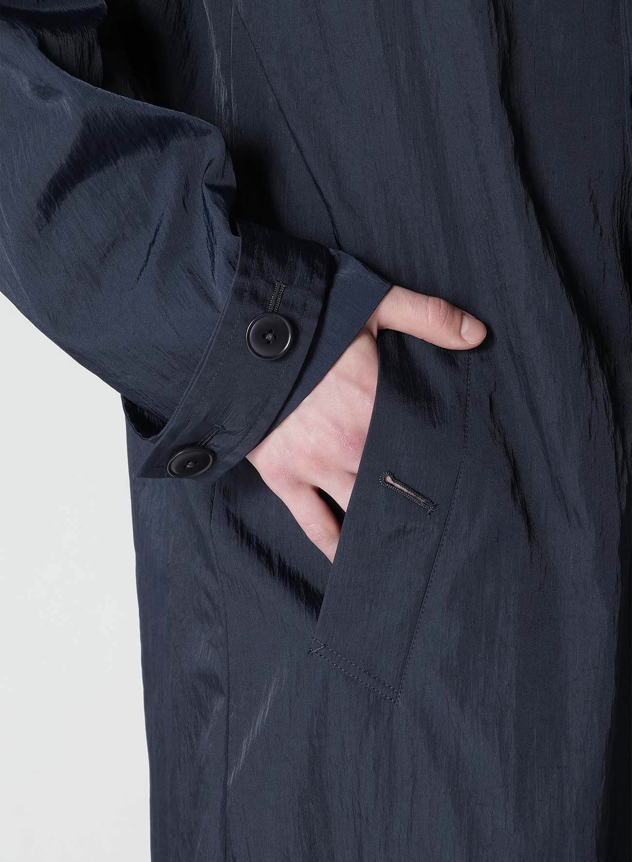 NYLON TWILL NAVY ASYMMETRY COAT