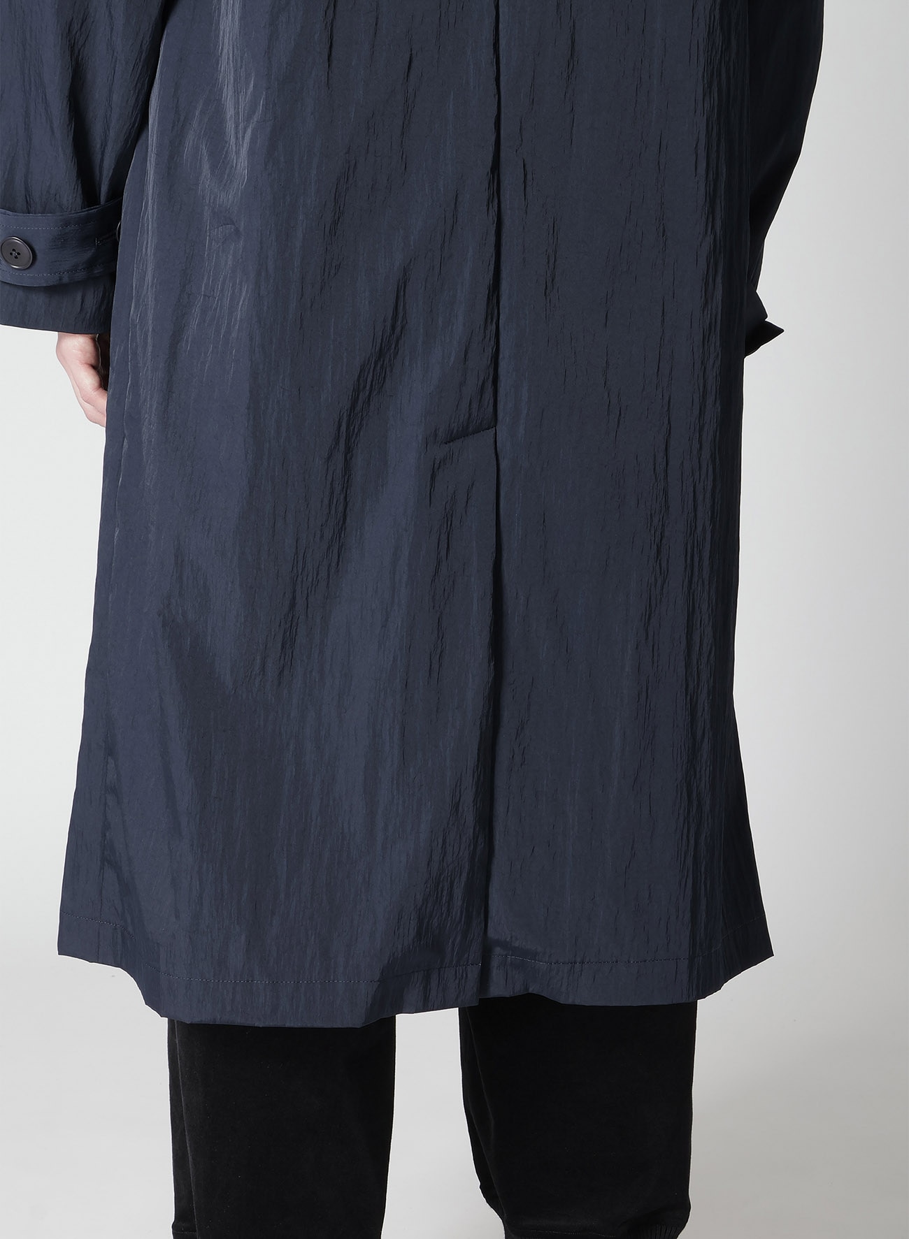 NYLON TWILL NAVY ASYMMETRY COAT