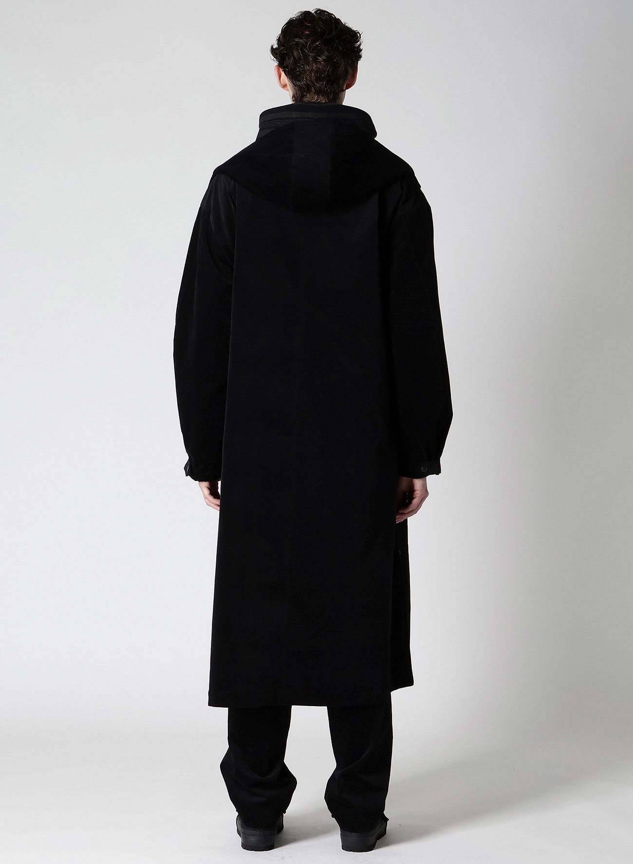 50C VELVET HOODED LONG COAT