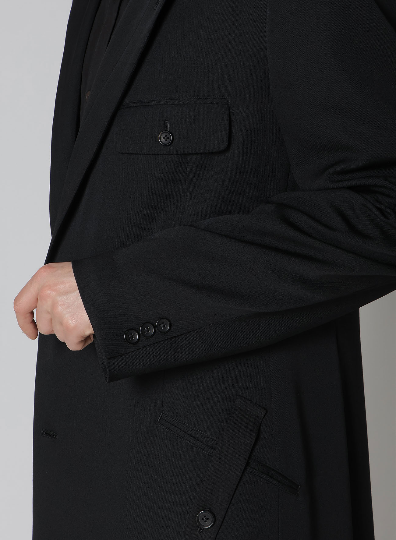 WOOL GABARDINE COLLAR BUTTON JACKET