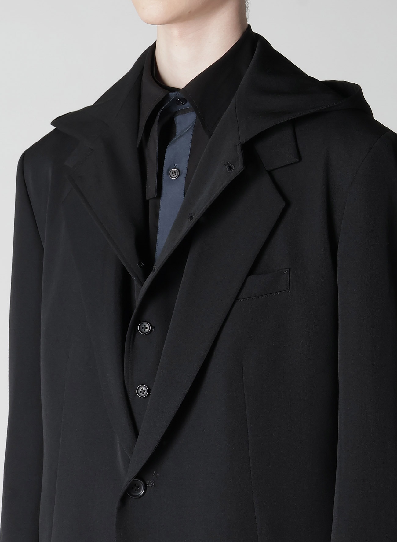 WOOL GABARDINE W HOODED JACKET(S BLACK): Yohji Yamamoto POUR HOMME｜THE SHOP YOHJI  YAMAMOTO