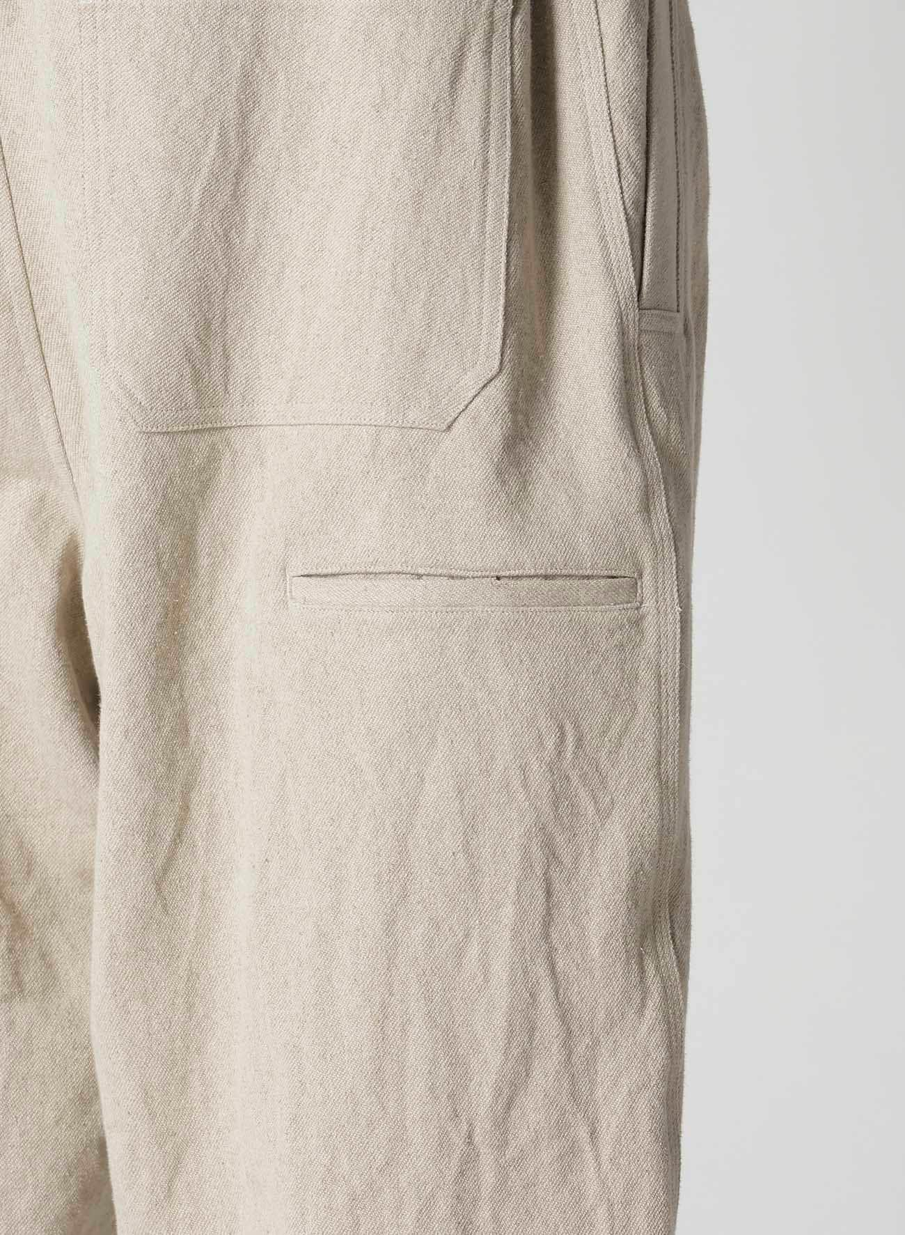 COTTON LINEN GABARDINE 3 STITCHES WORK PANTS