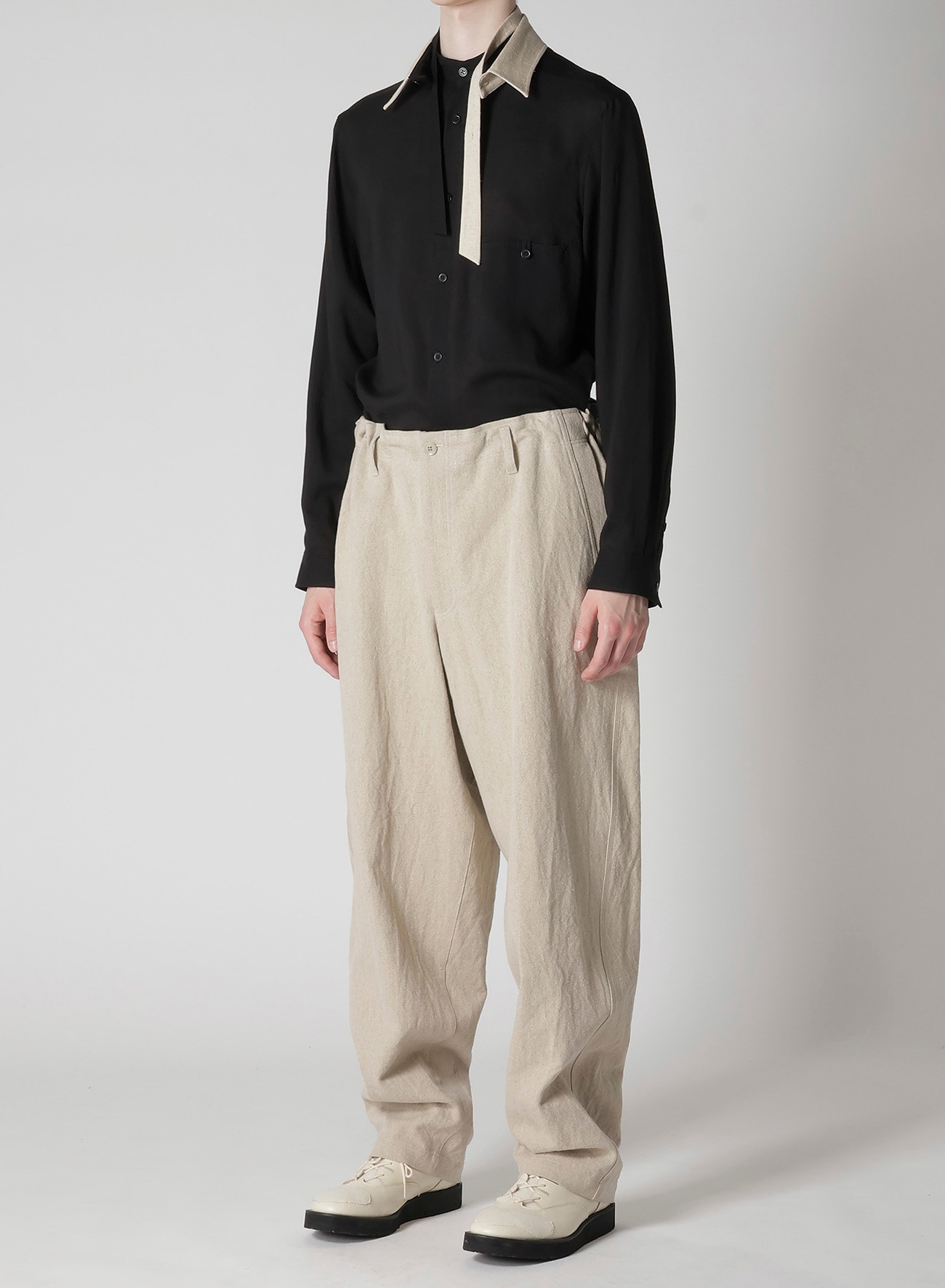 COTTON LINEN GABARDINE 3 STITCHES WORK PANTS