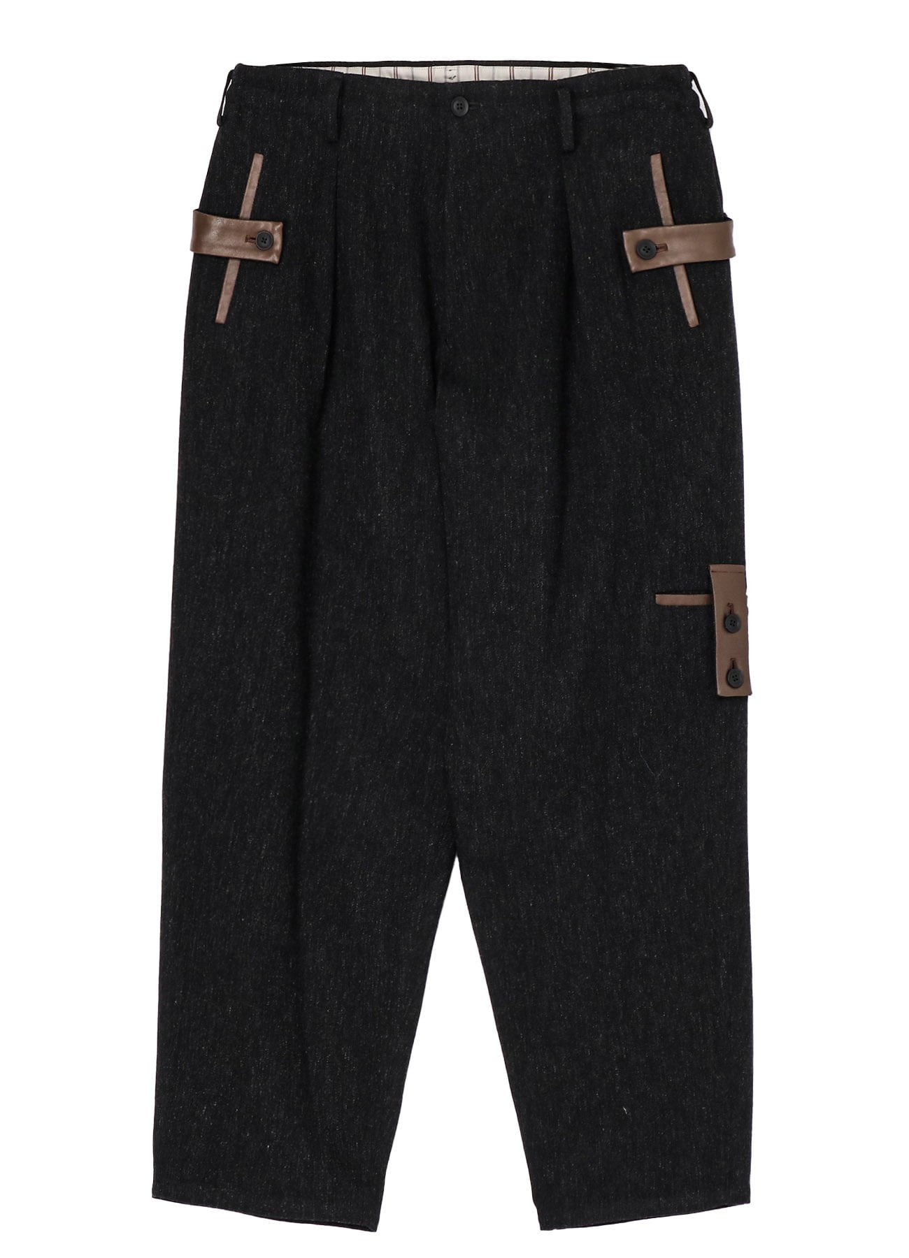 ARMY GABARDINE SERGE 1TUCK LEATHER TAB PANTS