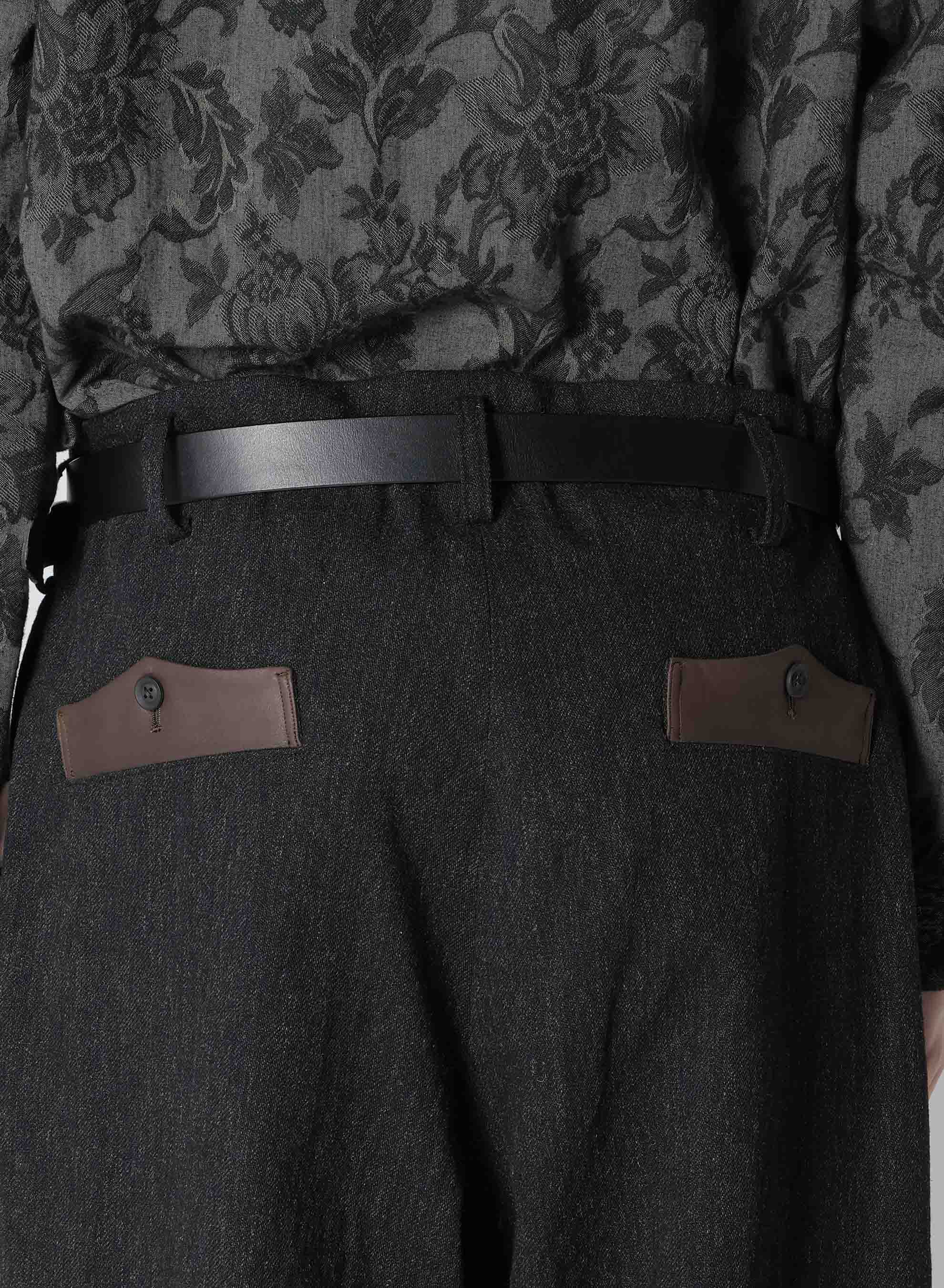 ARMY GABARDINE SERGE 1TUCK LEATHER TAB PANTS