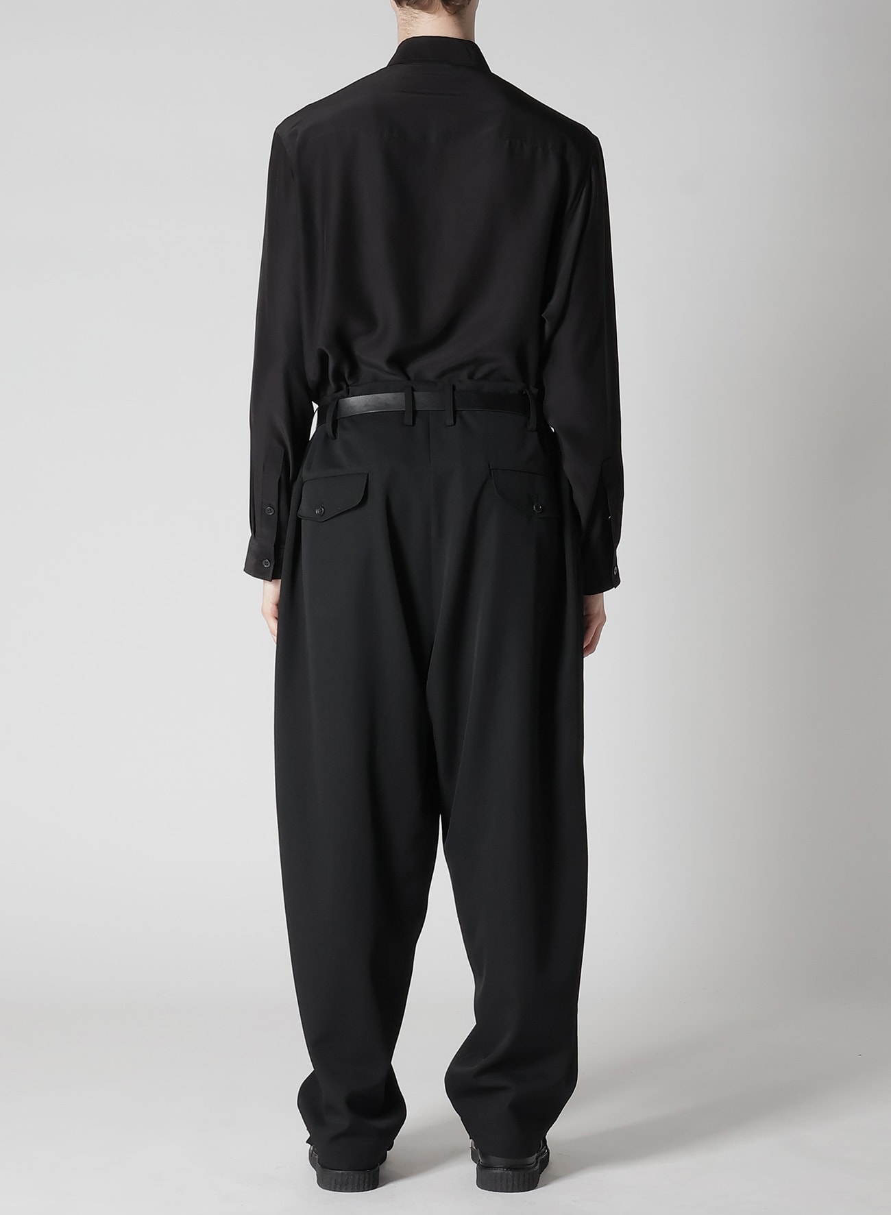 WOOL GABARDINE WIDE STRING PANTS