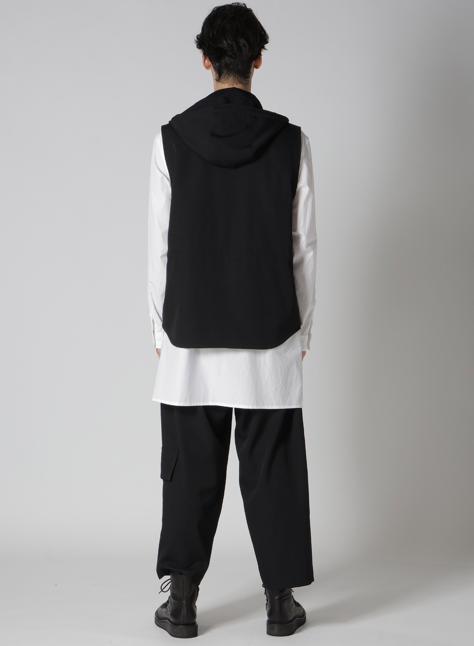 WOOL GABARDINE HOODED VEST