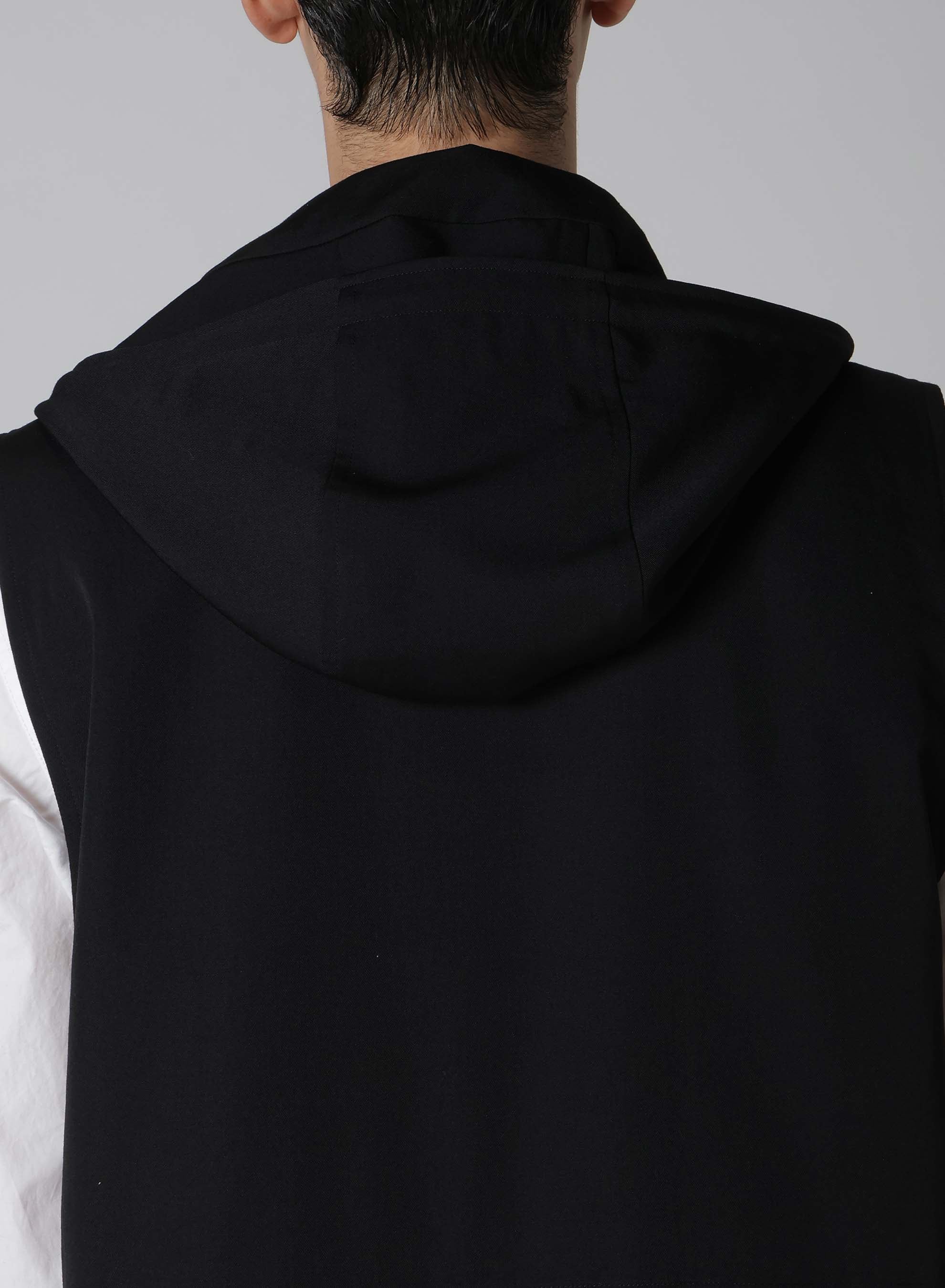 WOOL GABARDINE HOODED VEST