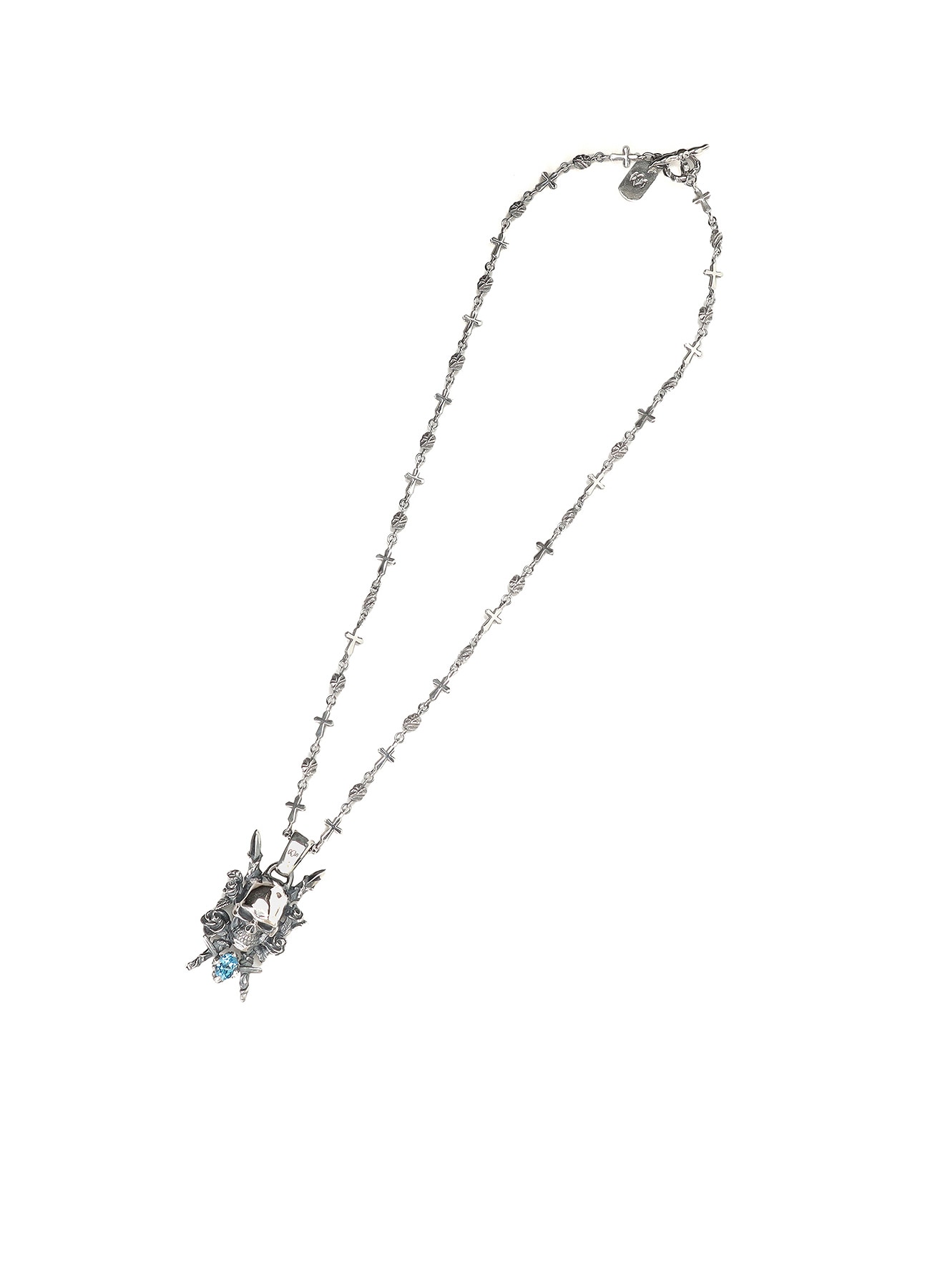 【1/11 10:00 Release】SILVER950/BLUE TOPAZ SCULL ROSE DAGGER PENDANT