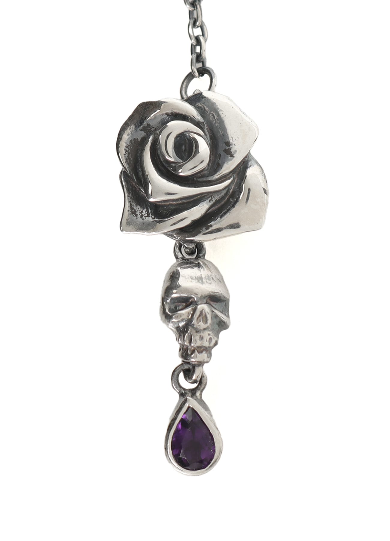 【1/11 10:00 Release】SILVER950/AMETHYST SCULL ROSE EARRING