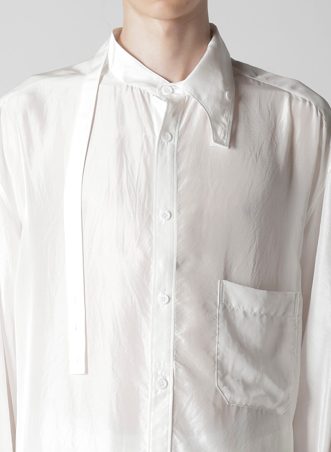 【1/11 10:00 Release】10M SILK  ASYMMETRY COLLAR SHIRT