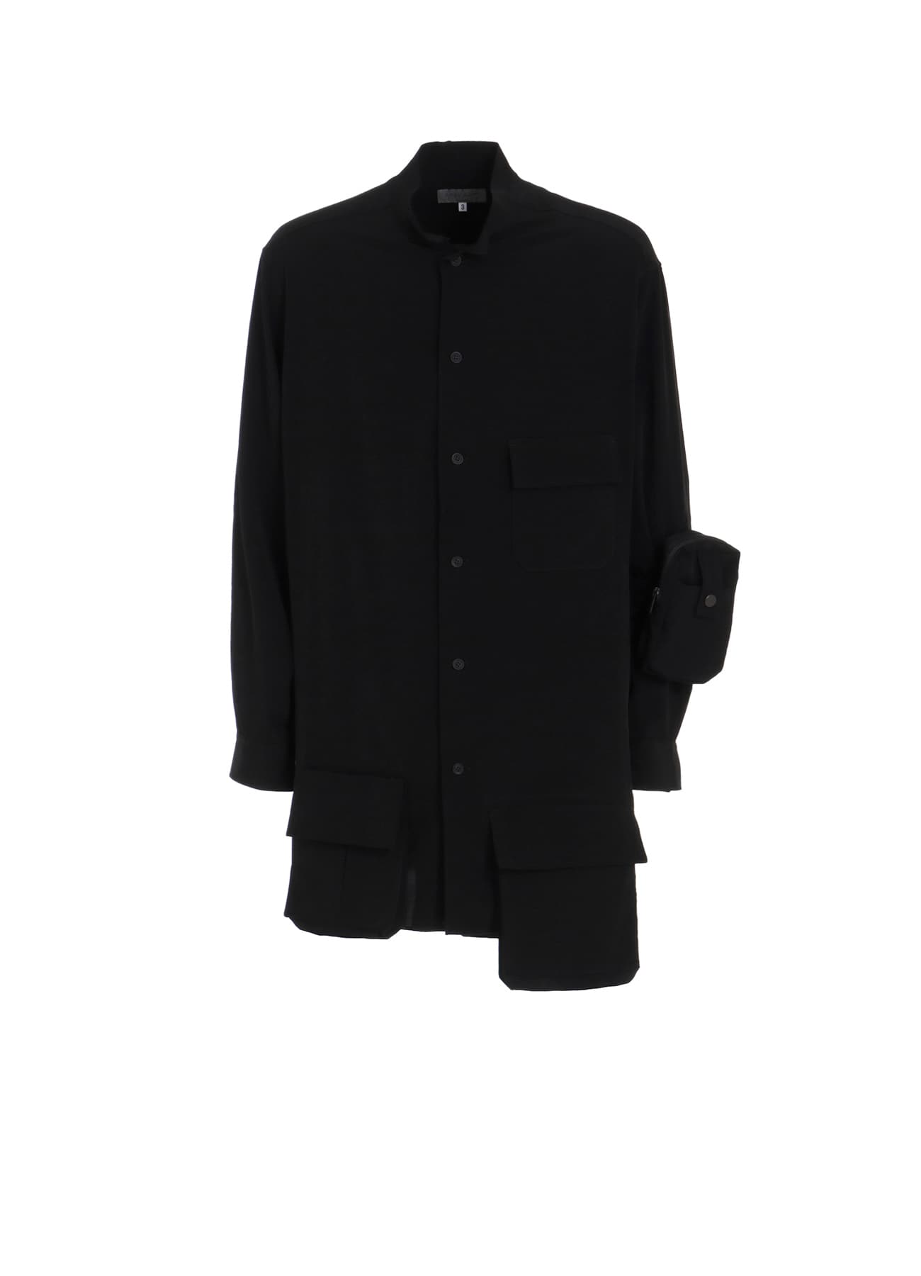 TA TUXEDO STAND COLLAR POCKET BLOUSE