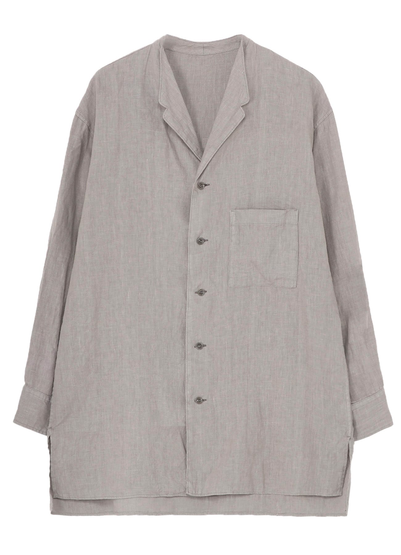 GARMENT DYE FLAX NOTCHED BLOUSE(S Gray): Yohji Yamamoto POUR
