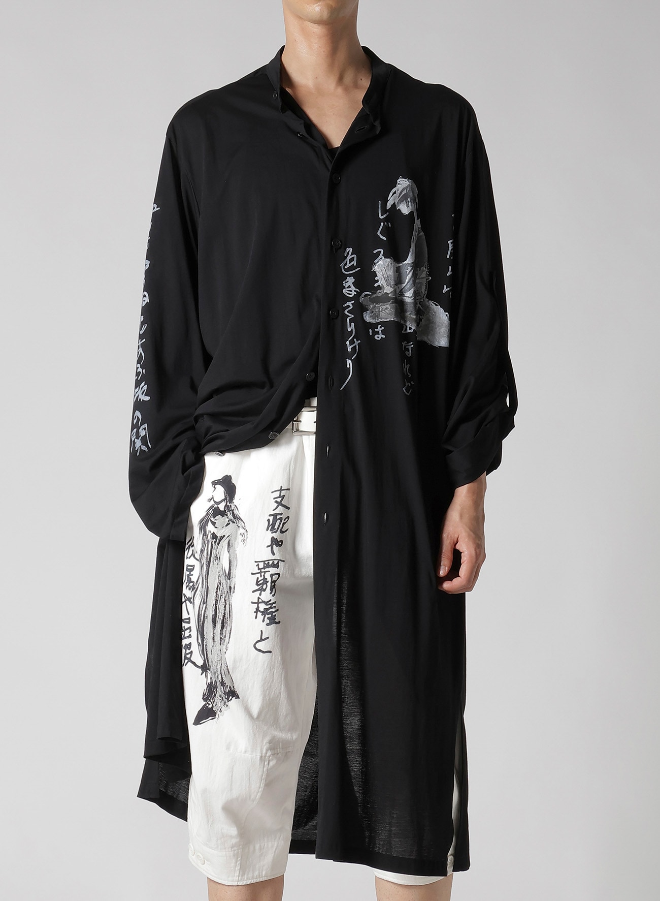 C/Ny JERSEY B HANDWRITTEN PRINT LONG BLOUSE