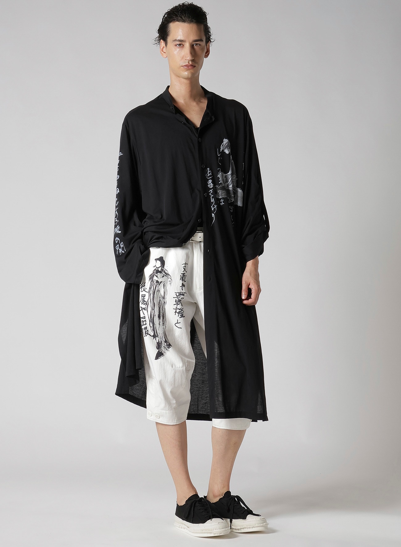 C/Ny JERSEY B HANDWRITTEN PRINT LONG BLOUSE