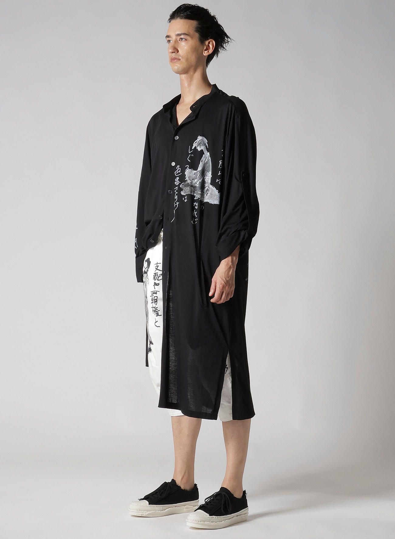 C/Ny JERSEY B HANDWRITTEN PRINT LONG BLOUSE