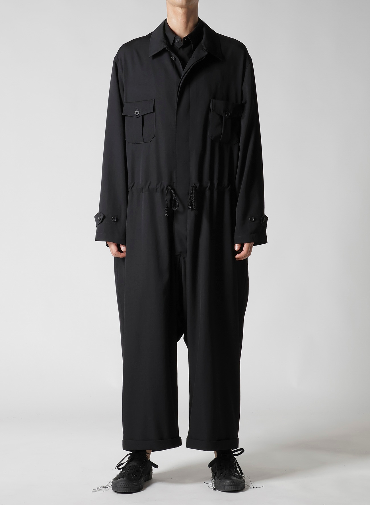 WOOL GABARDINE DOUBLE PLACKET JUMPSUIT