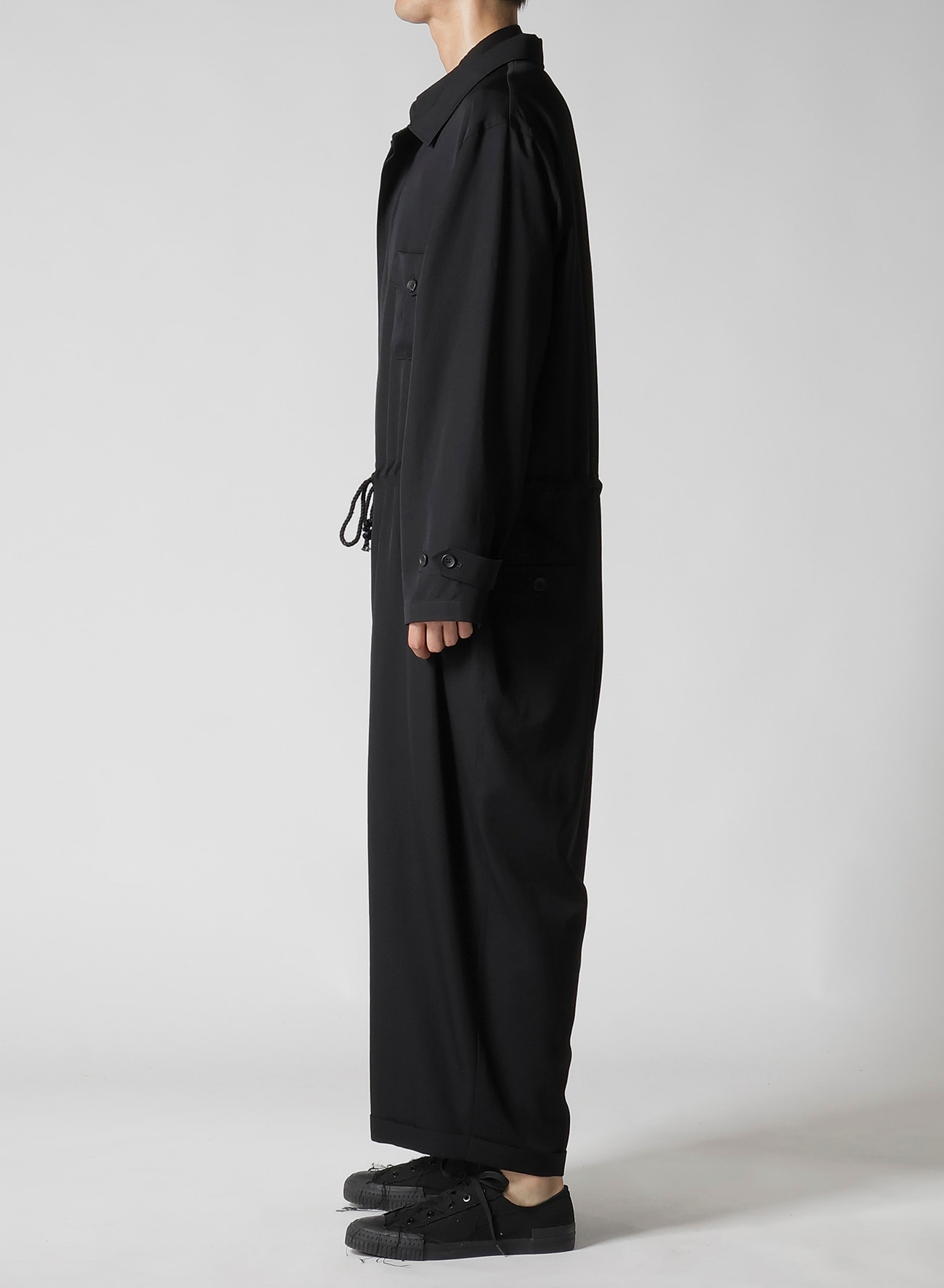 WOOL GABARDINE DOUBLE PLACKET JUMPSUIT