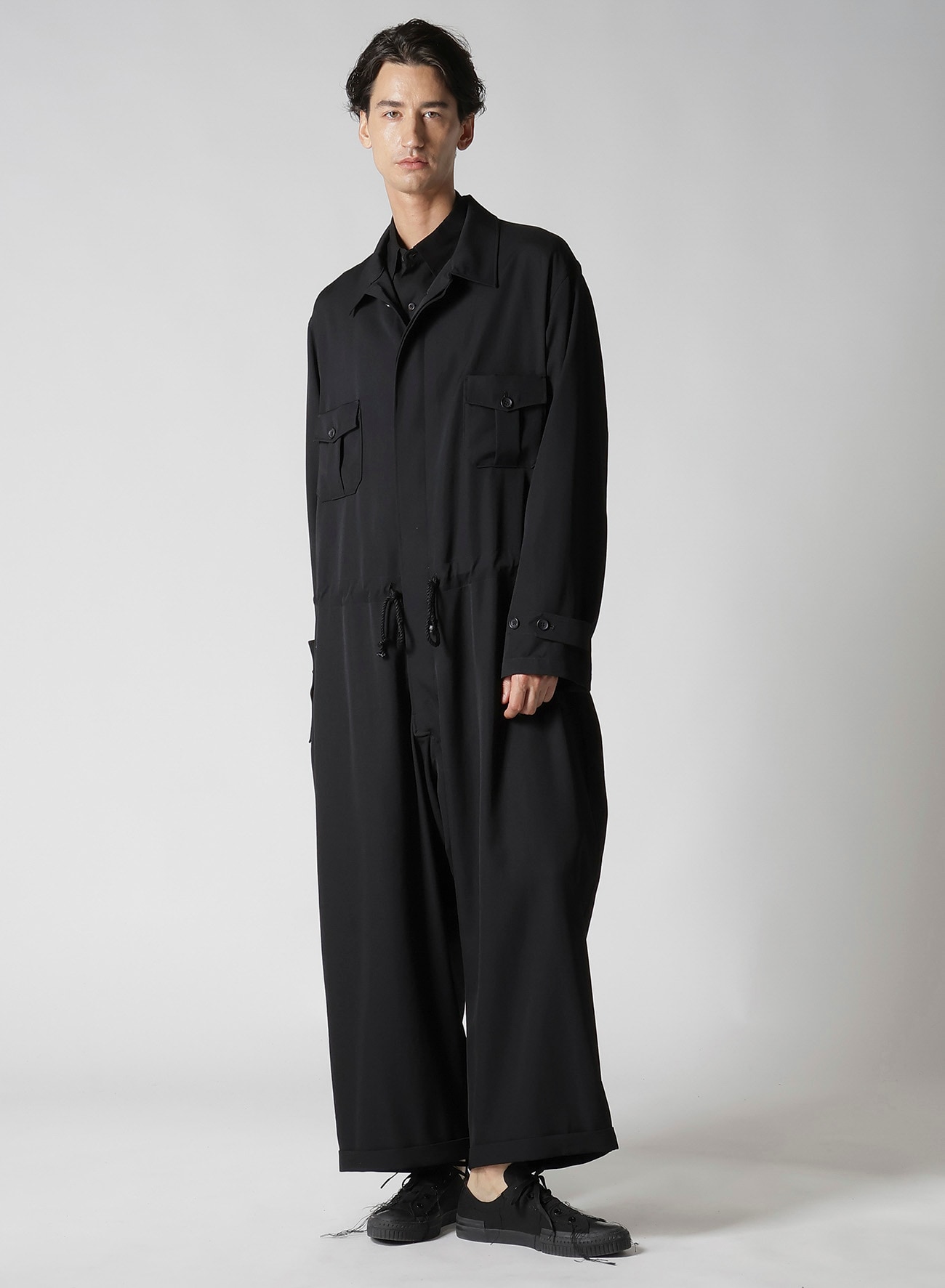 WOOL GABARDINE DOUBLE PLACKET JUMPSUIT