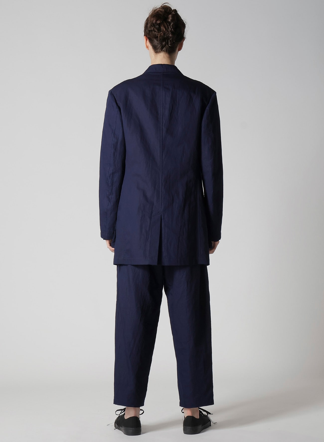 INDIGO DYEING COTTON LINEN BOX POCKET JACKET