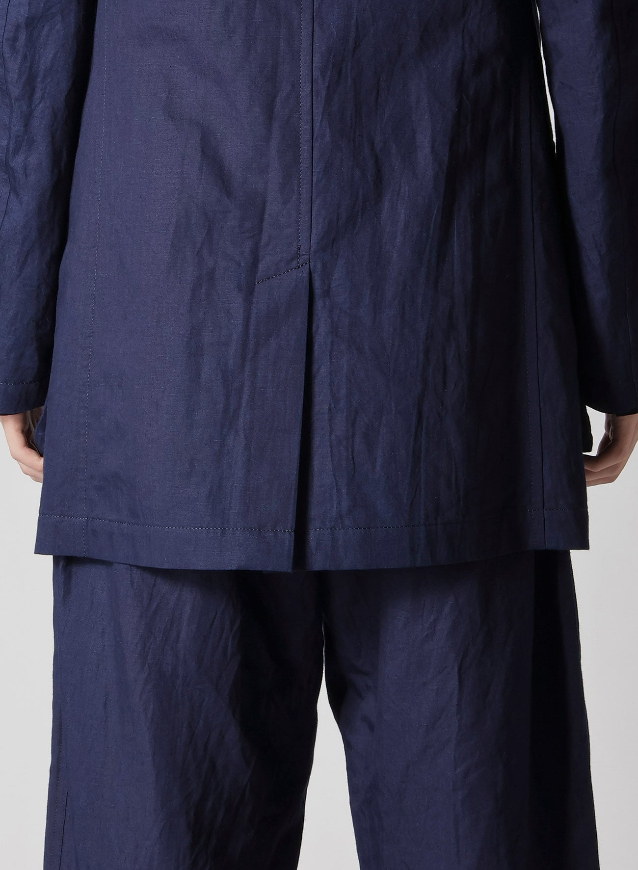 INDIGO DYEING COTTON LINEN BOX POCKET JACKET