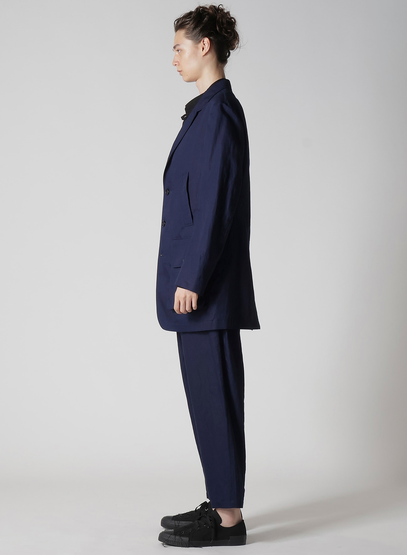 INDIGO DYEING COTTON LINEN BOX POCKET JACKET