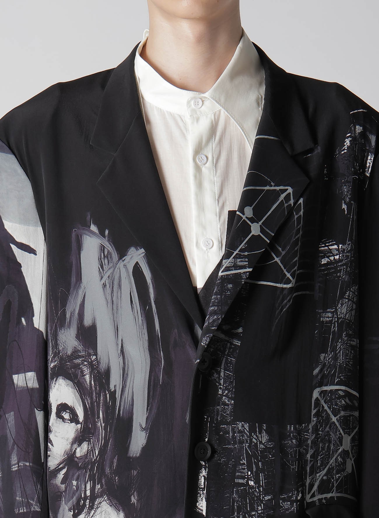 PORTRAIT PRINT ASYMMETRY JACKET