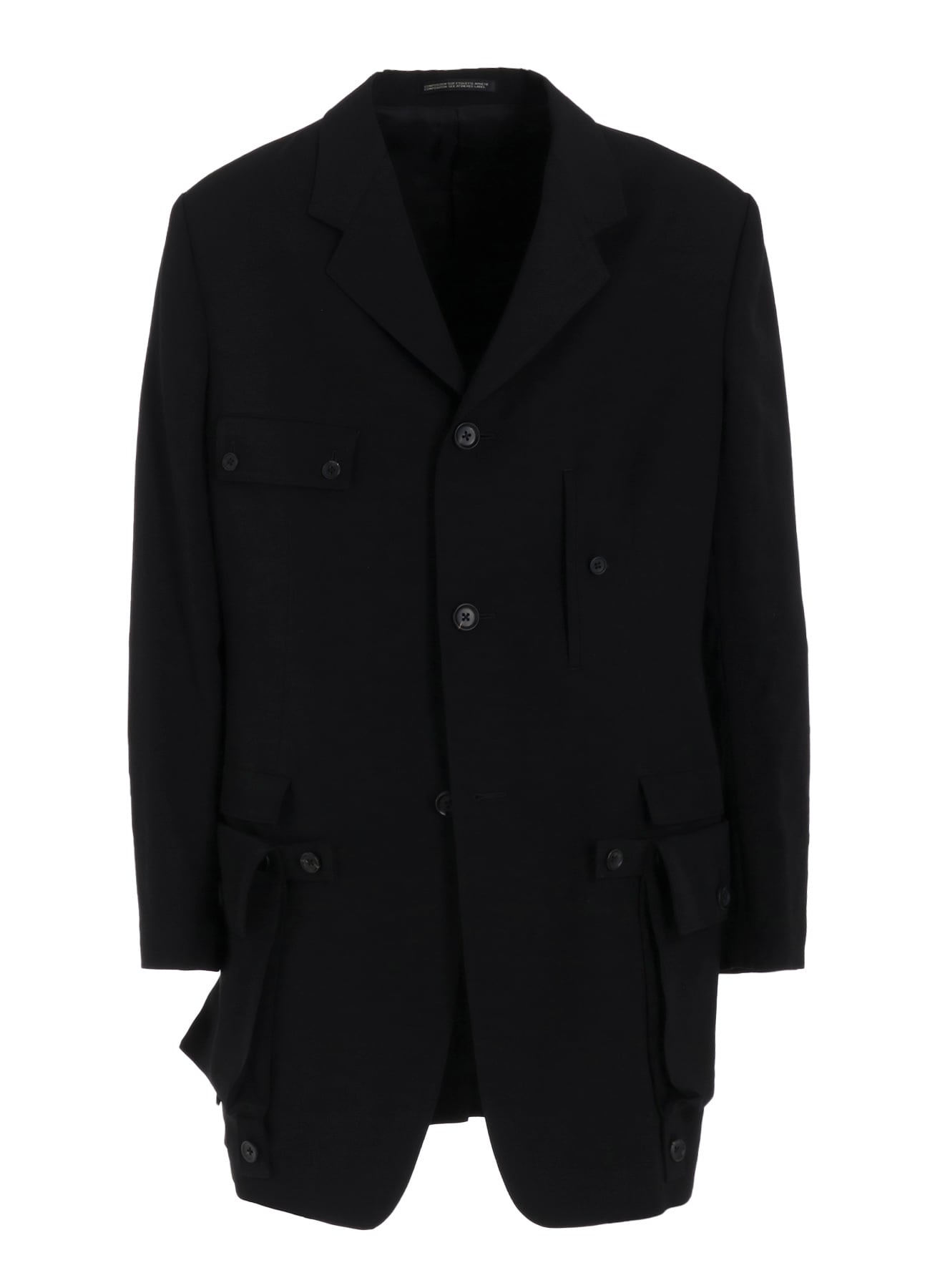 WOOL GABARDINE SLEEVE BUTTON DETACHABLE POCKET JACKET