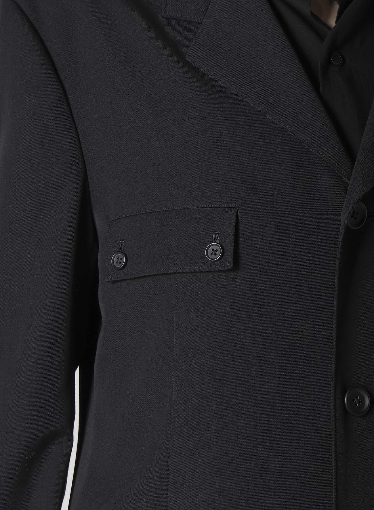 WOOL GABARDINE SLEEVE BUTTON DETACHABLE POCKET JACKET