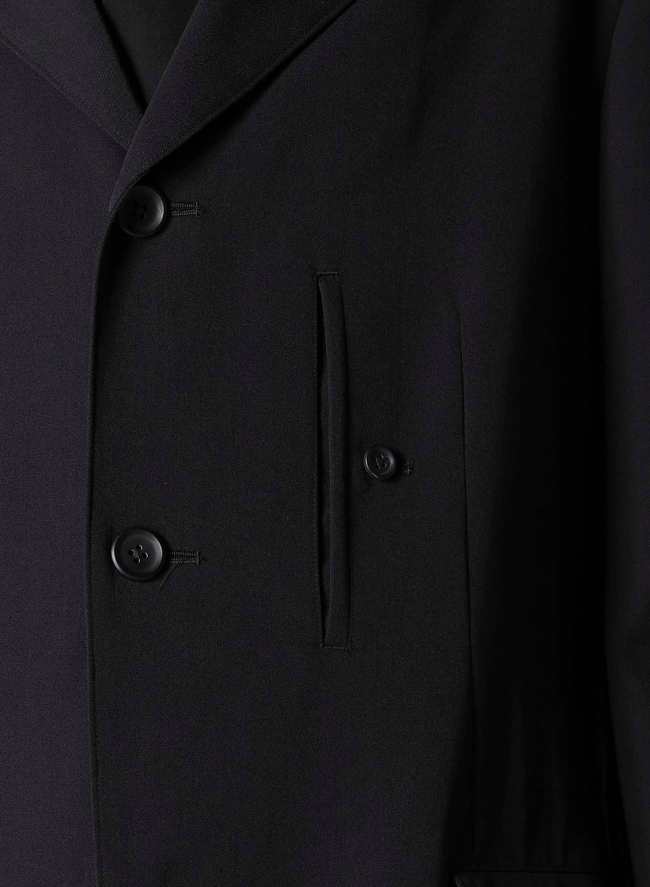 WOOL GABARDINE SLEEVE BUTTON DETACHABLE POCKET JACKET