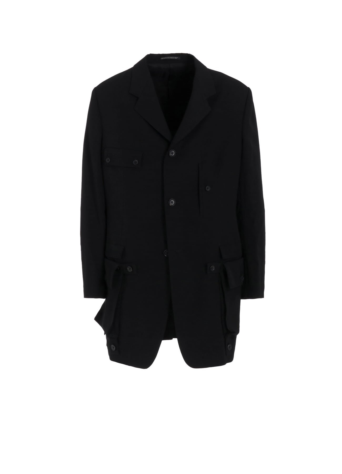 WOOL GABARDINE SLEEVE BUTTON DETACHABLE POCKET JACKET