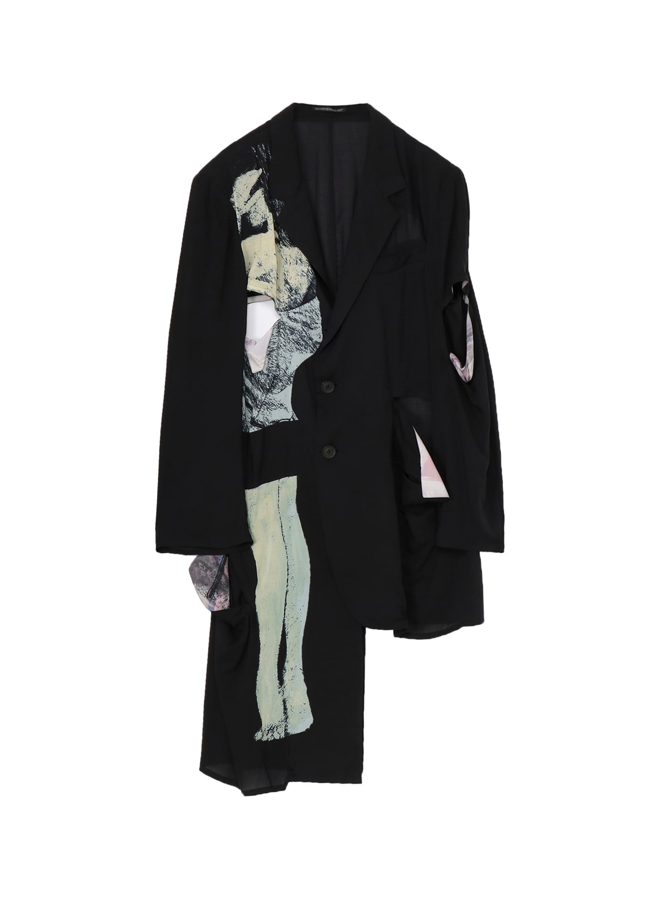 BACK SILHOUETTE ASYMMETRY PRINT JACKET