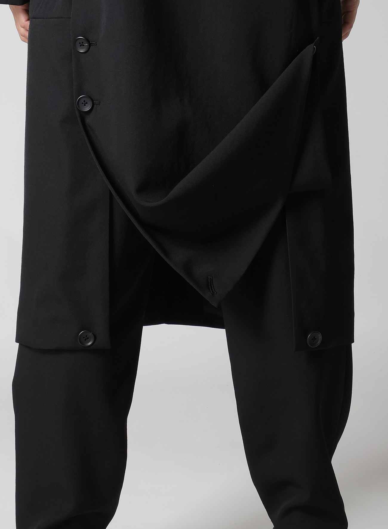 WOOL GABARDINE DIAGONAL BUTTON LONG JACKET