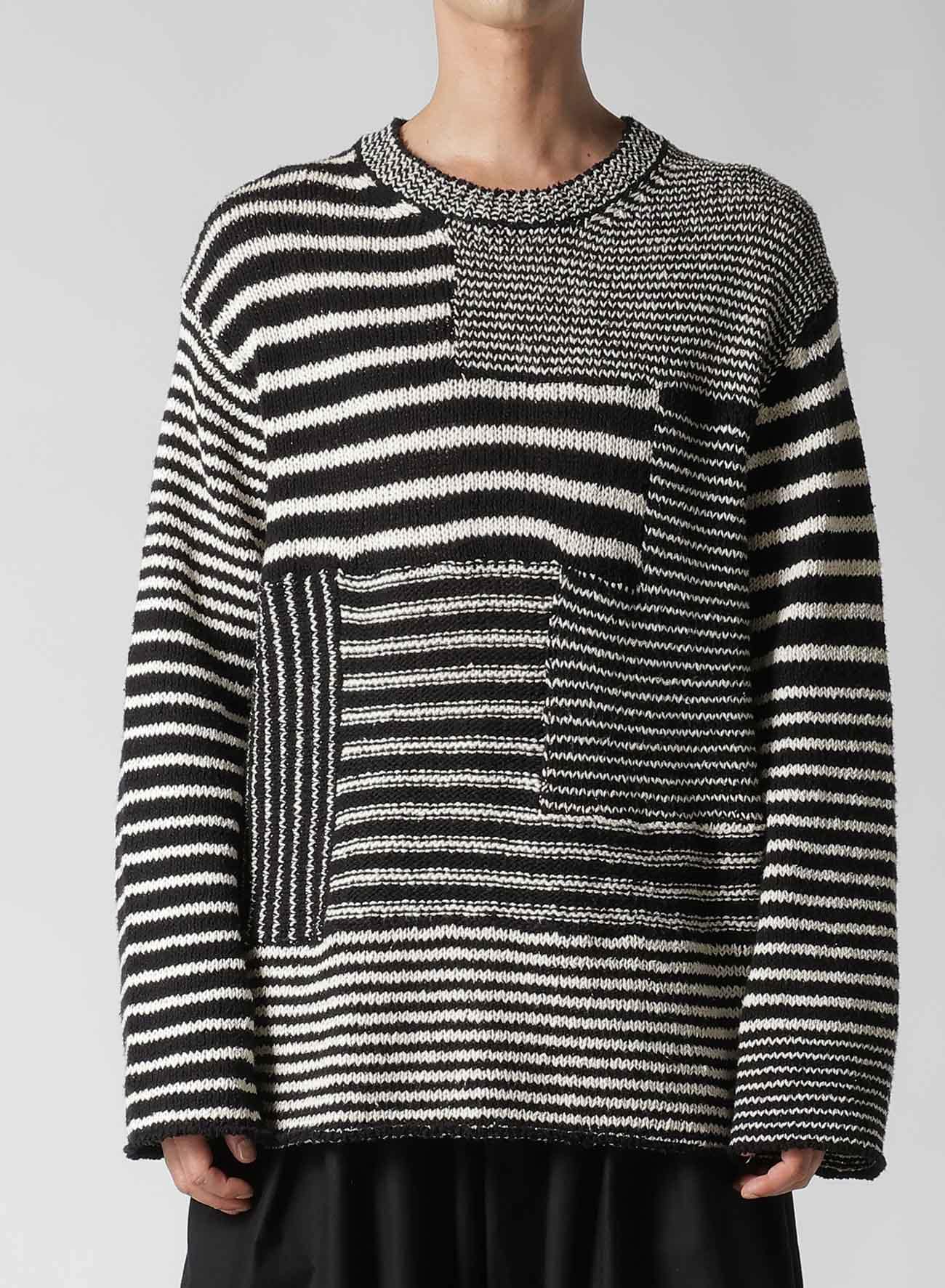 【12/6 10:00 Release】3G1P BORDER ROUND NECK KNIT