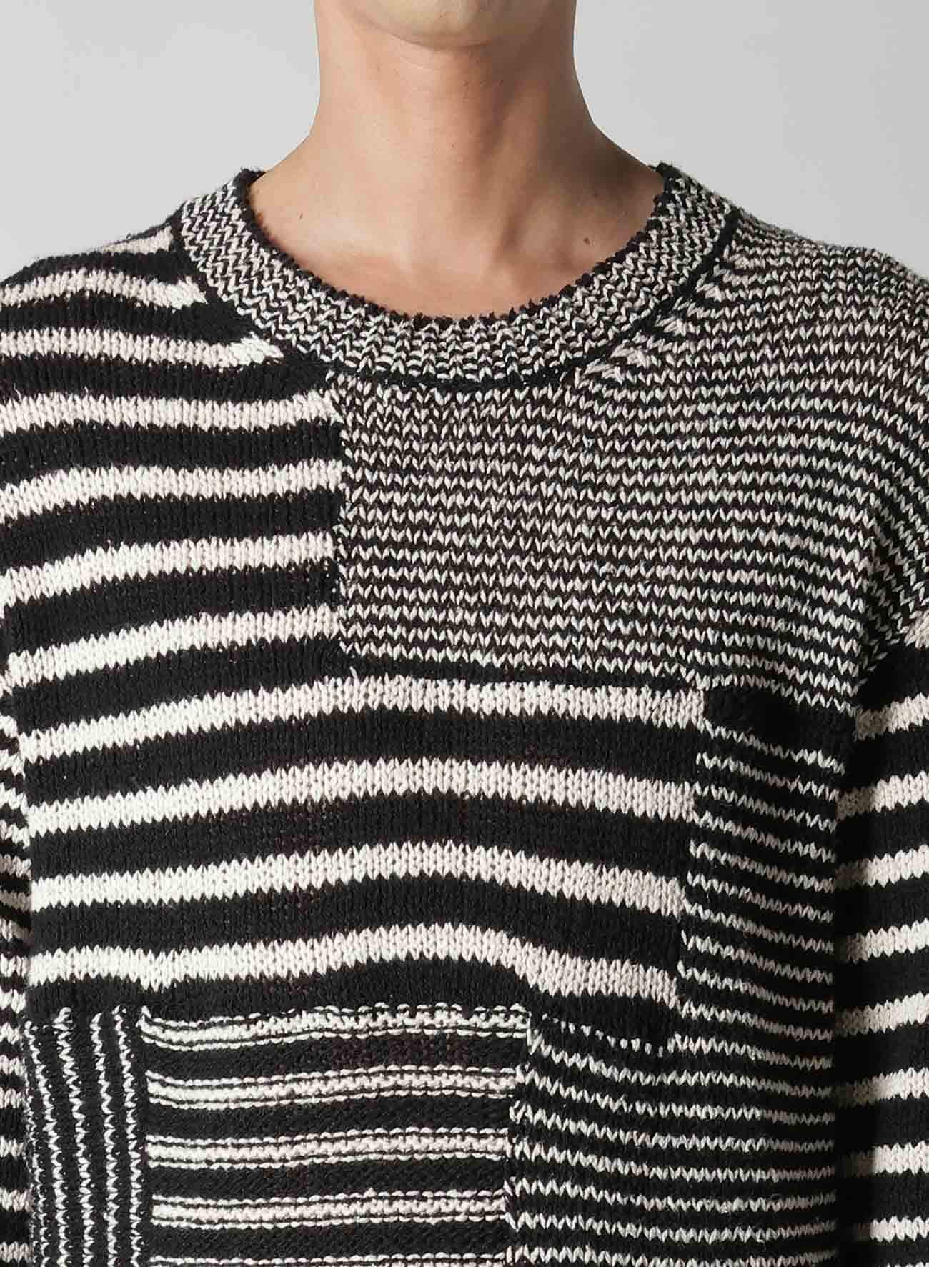 【12/6 10:00 Release】3G1P BORDER ROUND NECK KNIT