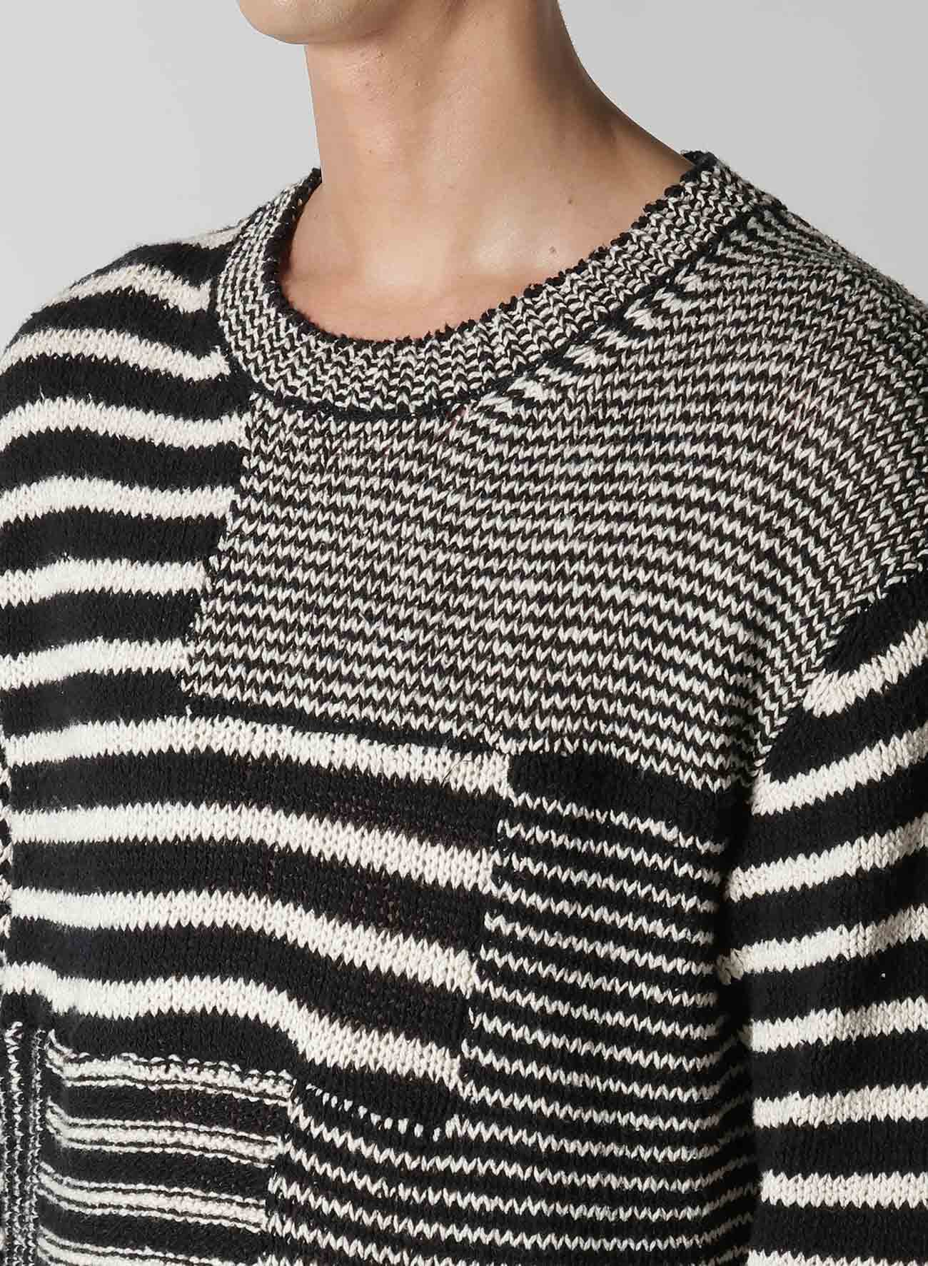 【12/6 10:00 Release】3G1P BORDER ROUND NECK KNIT