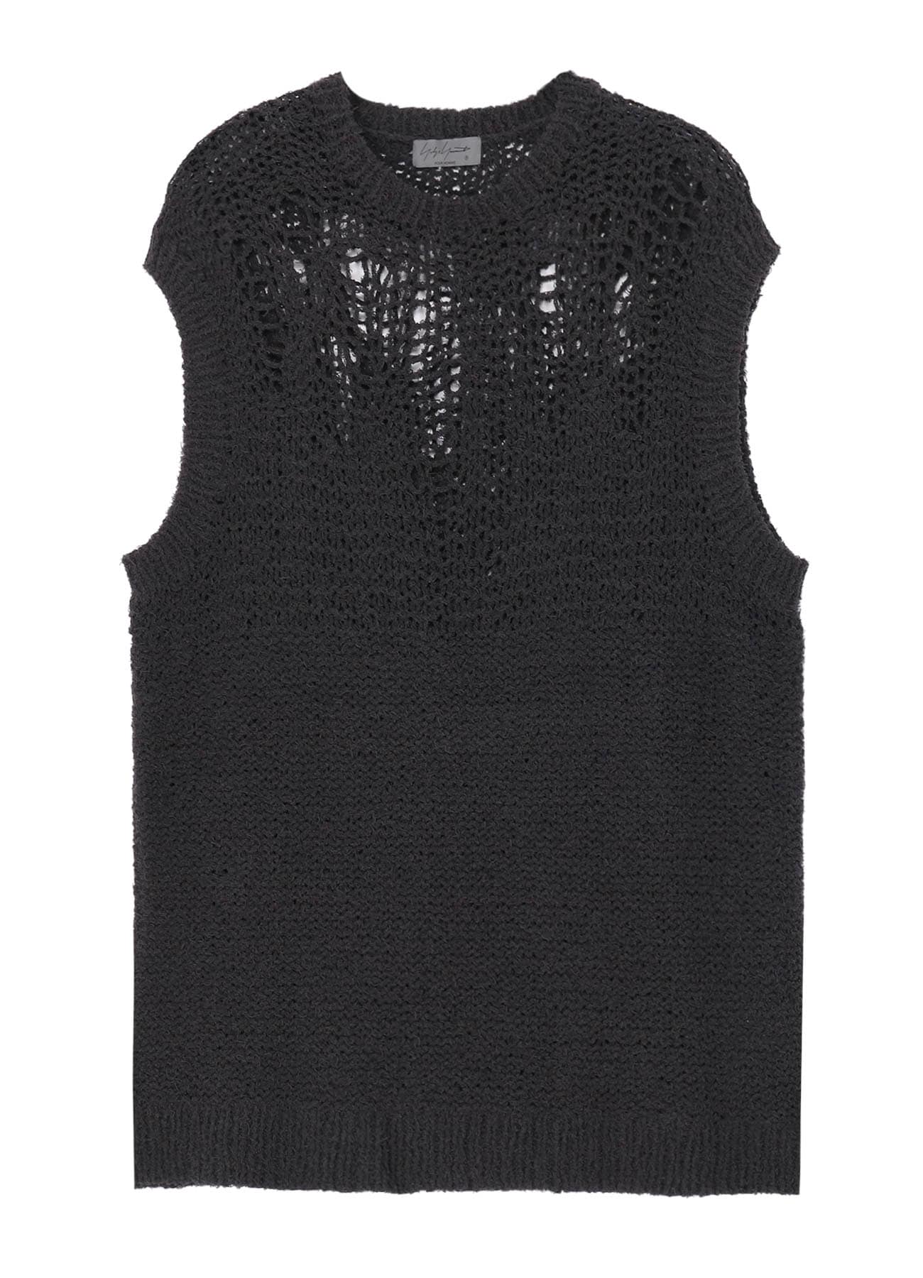 【1/11 10:00 Release】HAND KNITTED DAMAGE PROCESSED GARTER ROUND NECK VEST