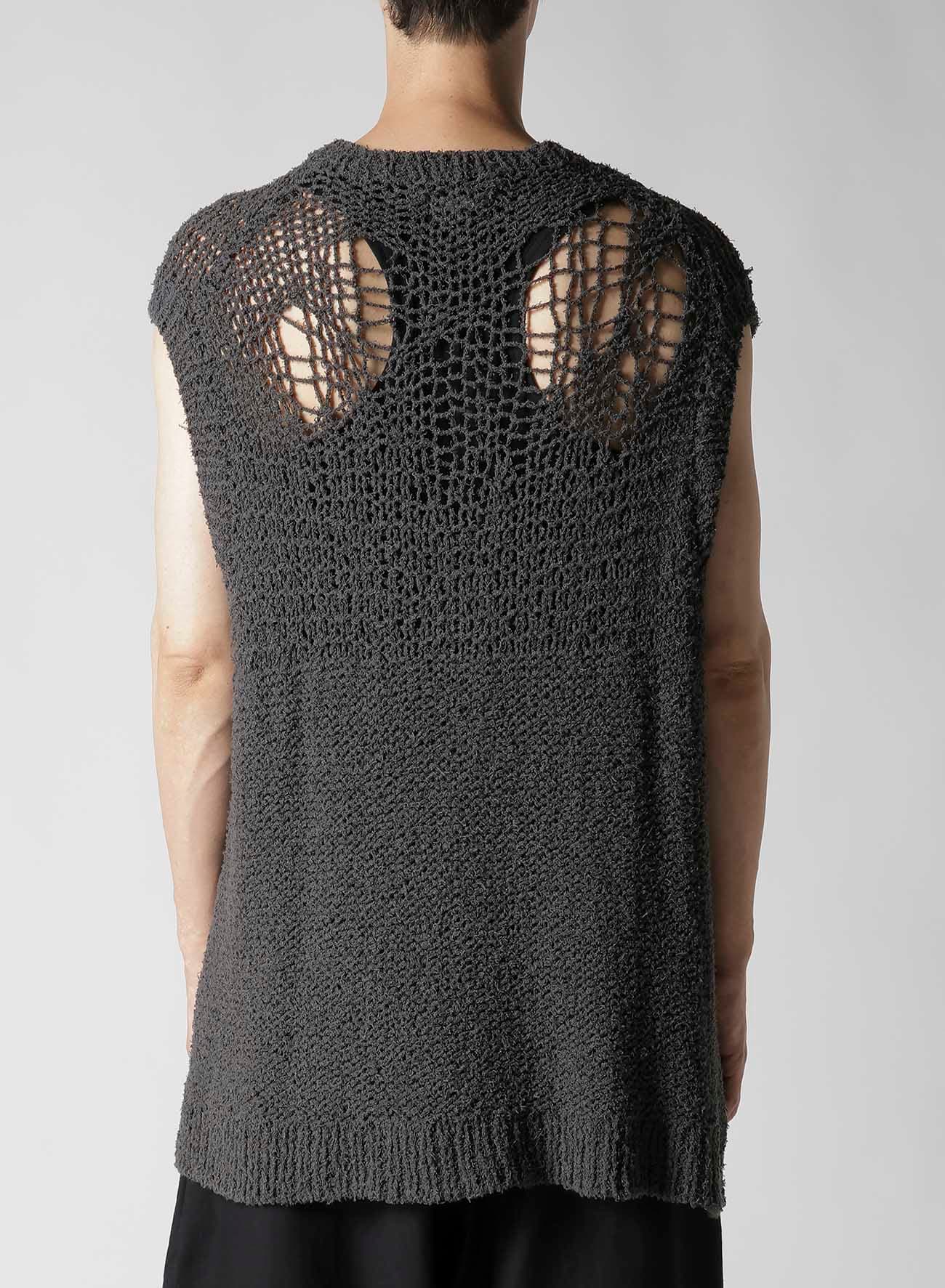 【1/11 10:00 Release】HAND KNITTED DAMAGE PROCESSED GARTER ROUND NECK VEST