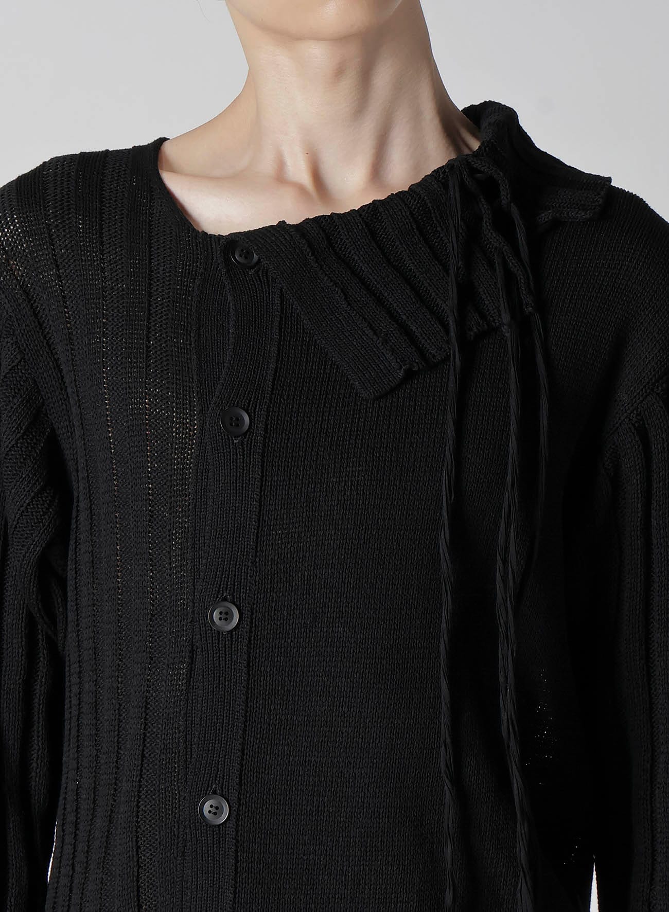 HANGING STRING ASYMMETRY NECK CARDIGAN