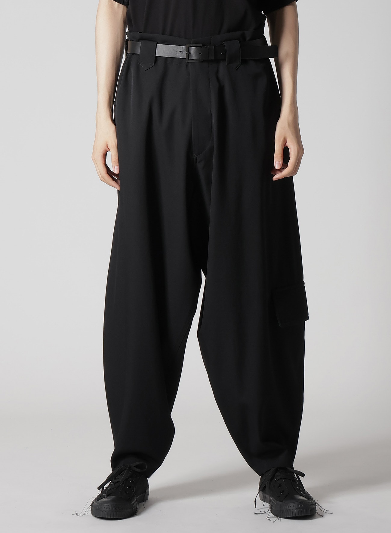 WOOL GABARDINE LEFT SIDE POCKET PANTS