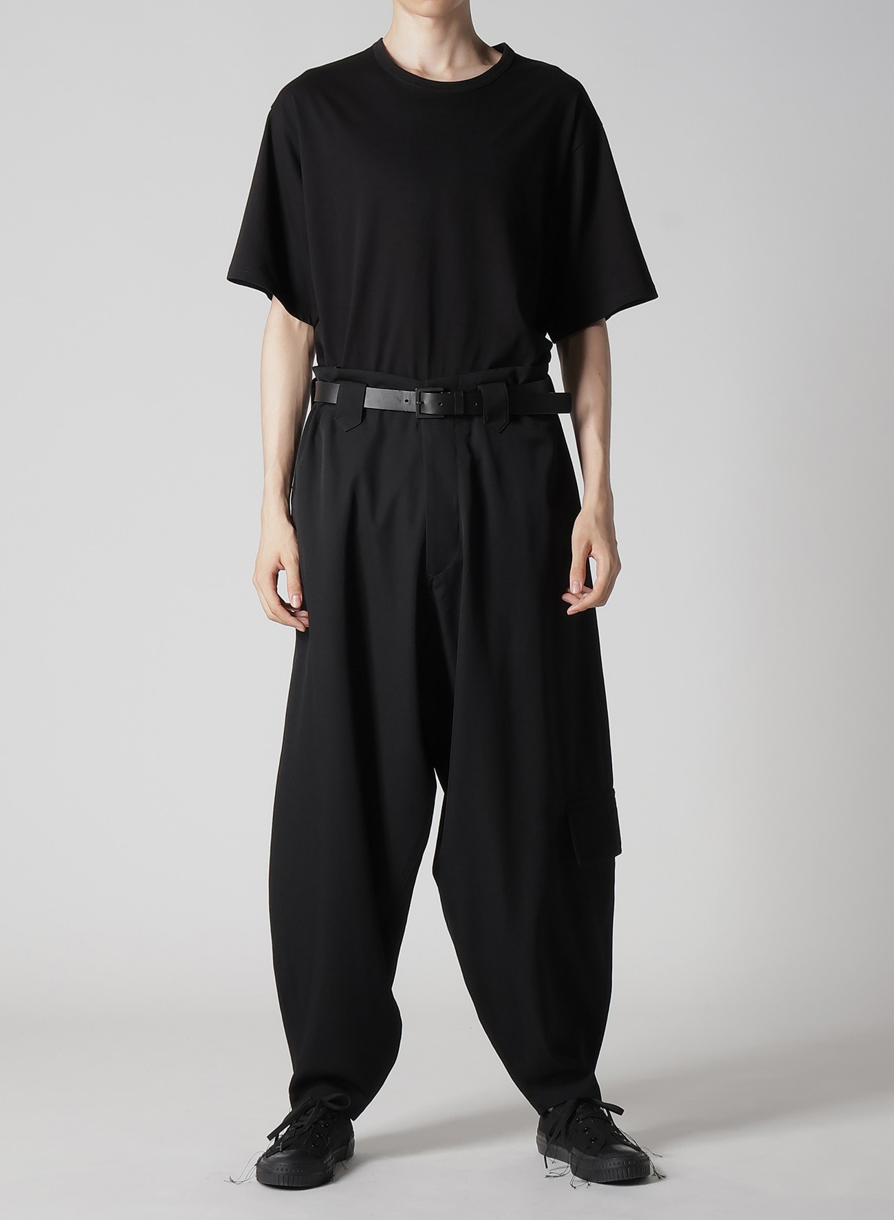 WOOL GABARDINE LEFT SIDE POCKET PANTS